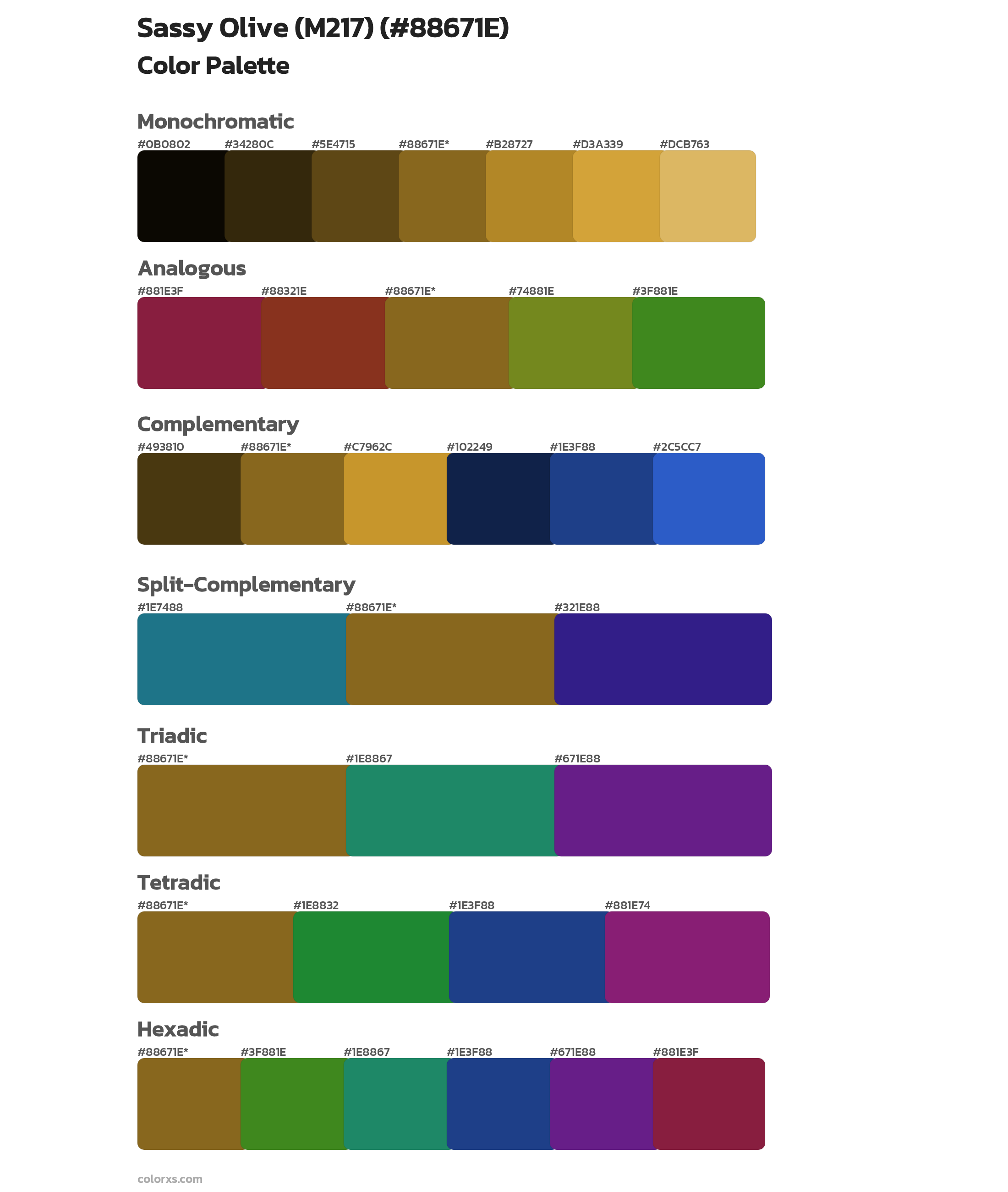 Sassy Olive (M217) Color Scheme Palettes