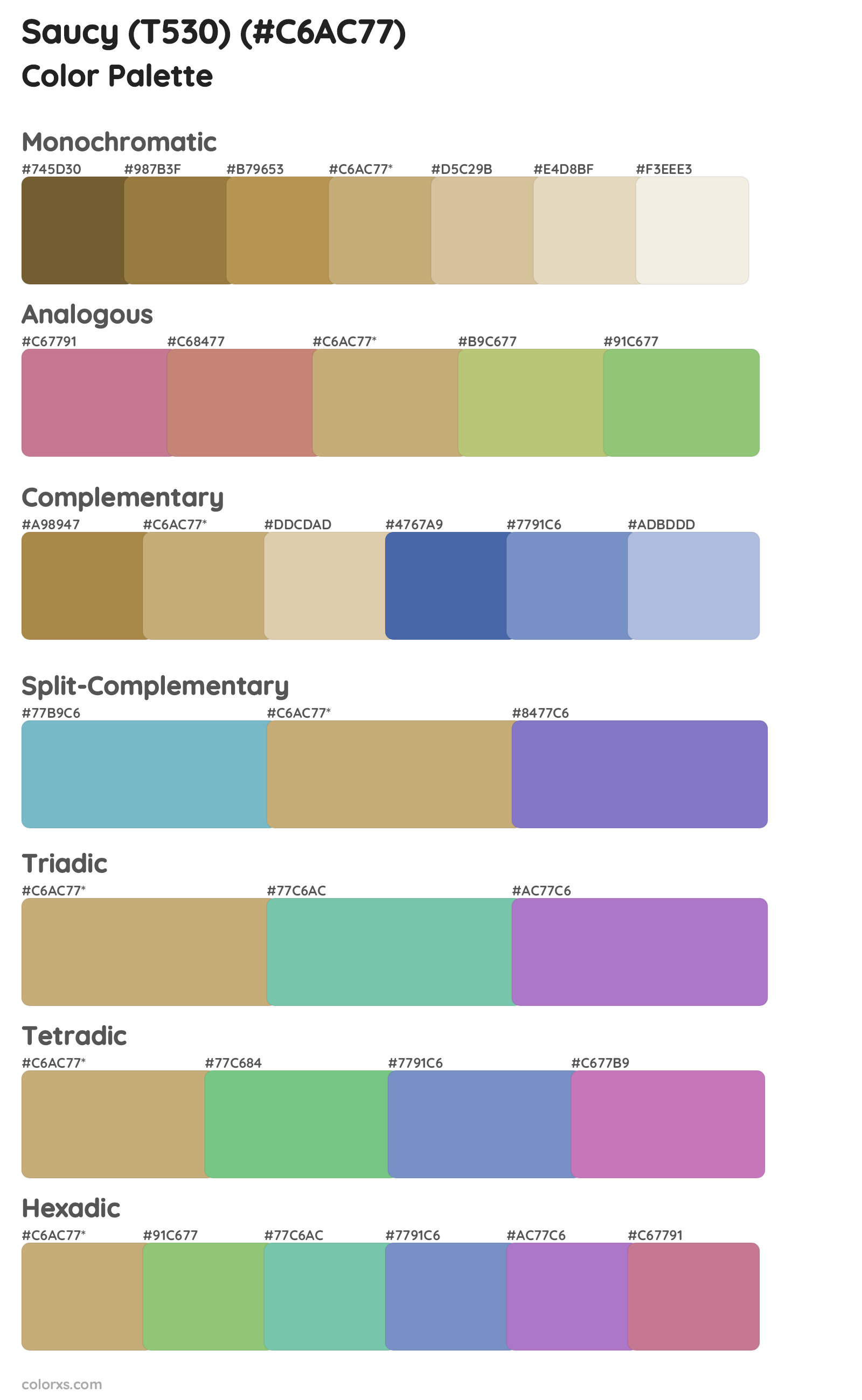 Saucy (T530) Color Scheme Palettes