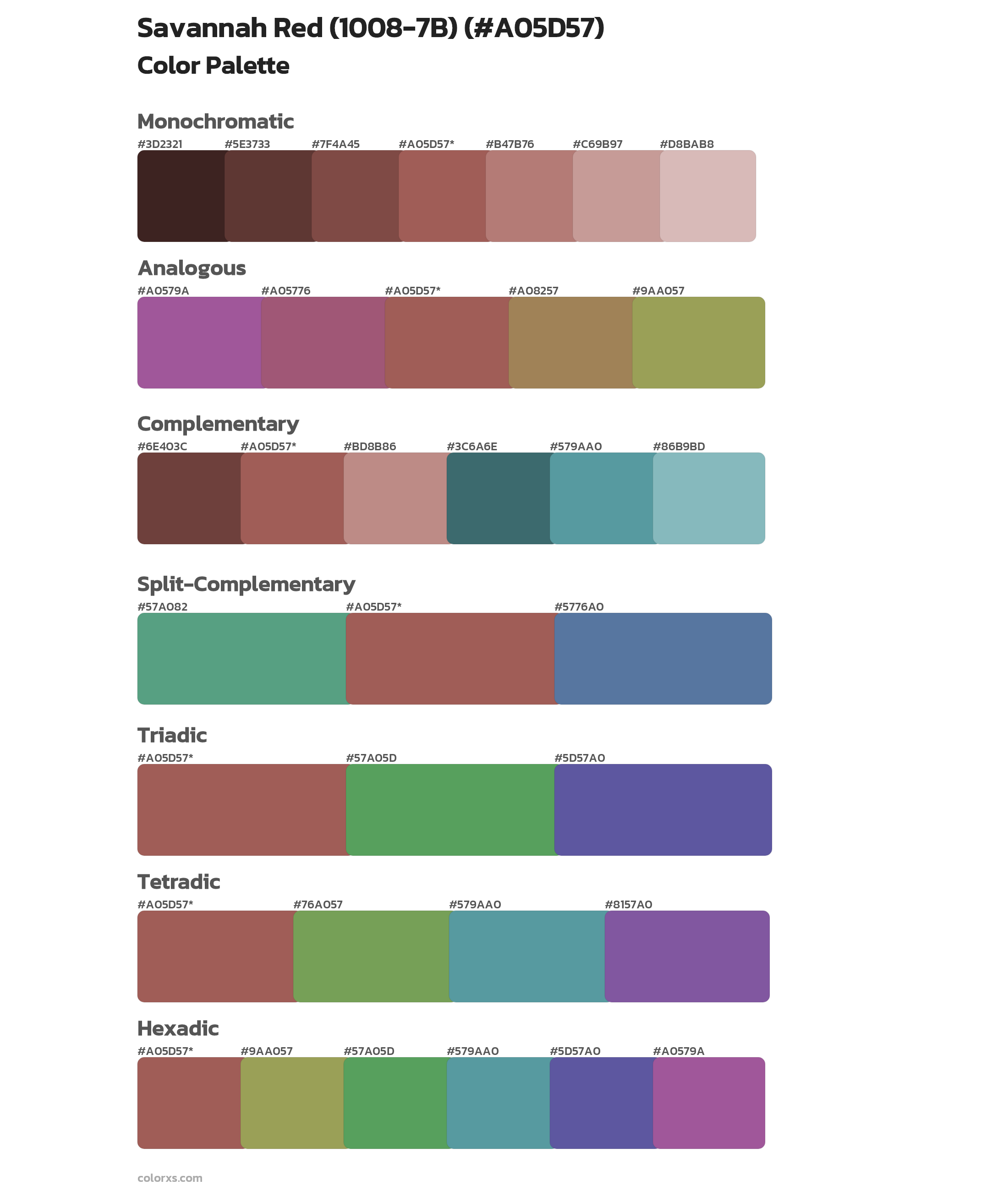 Savannah Red (1008-7B) Color Scheme Palettes