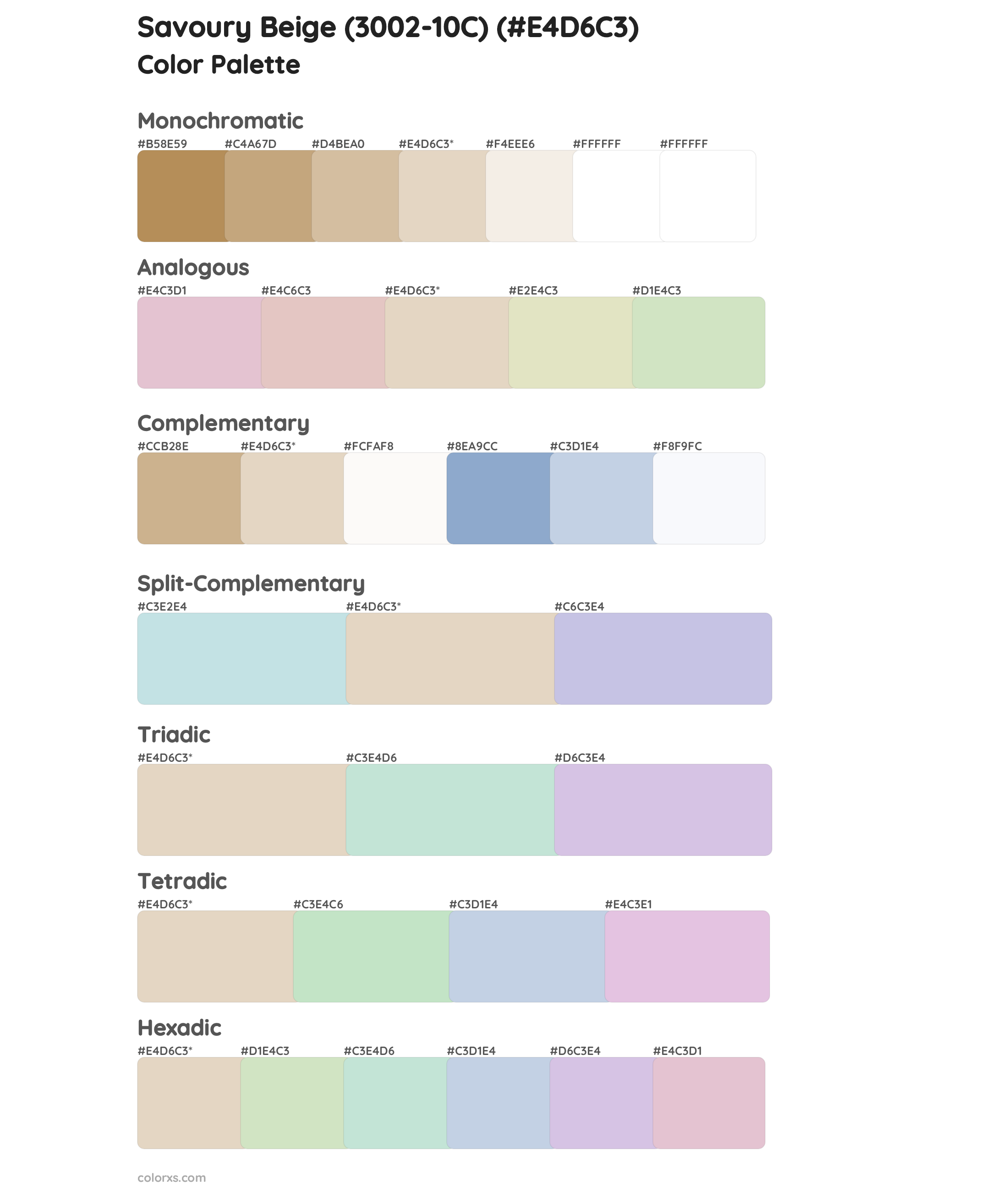 Savoury Beige (3002-10C) Color Scheme Palettes