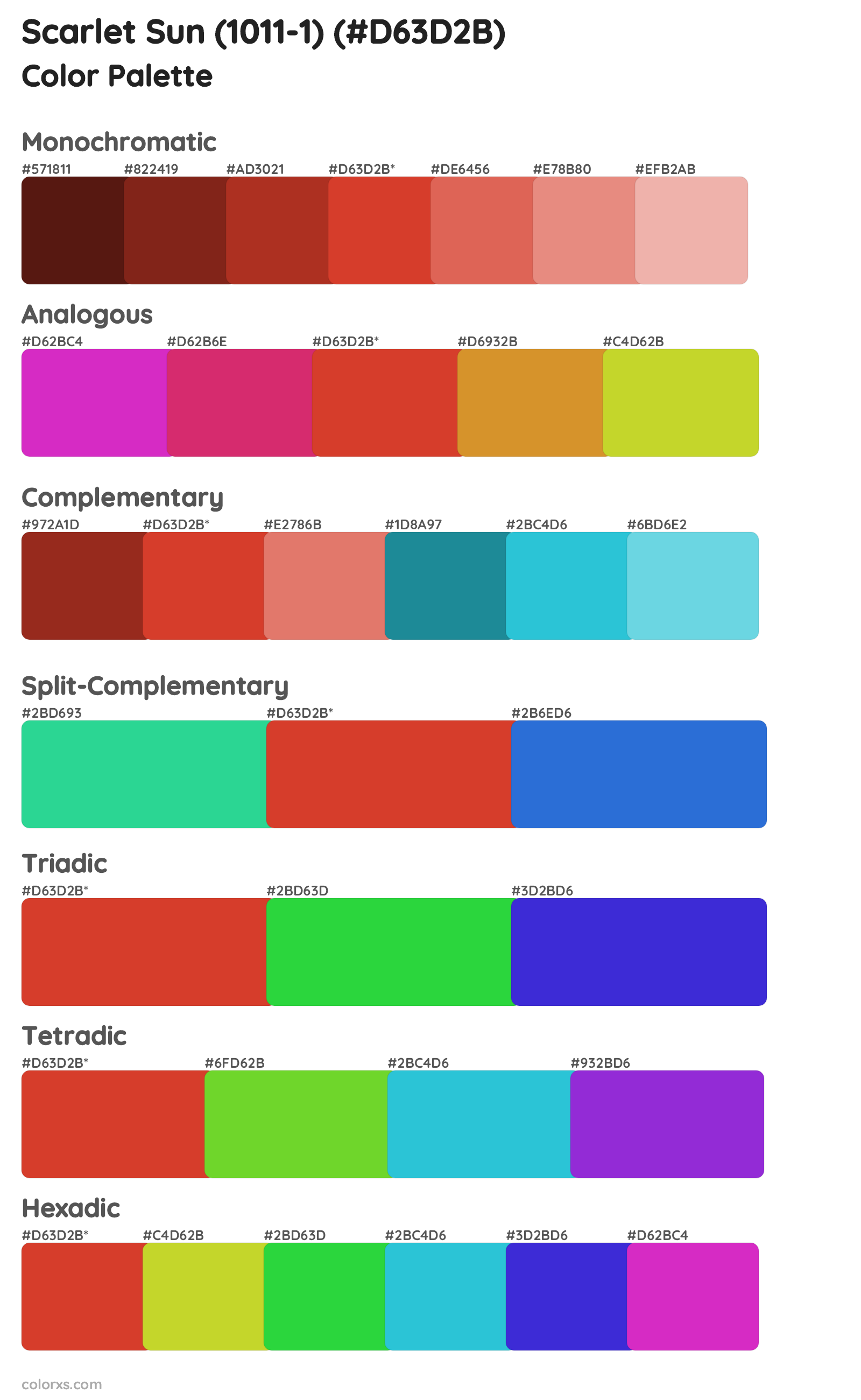 Scarlet Sun (1011-1) Color Scheme Palettes