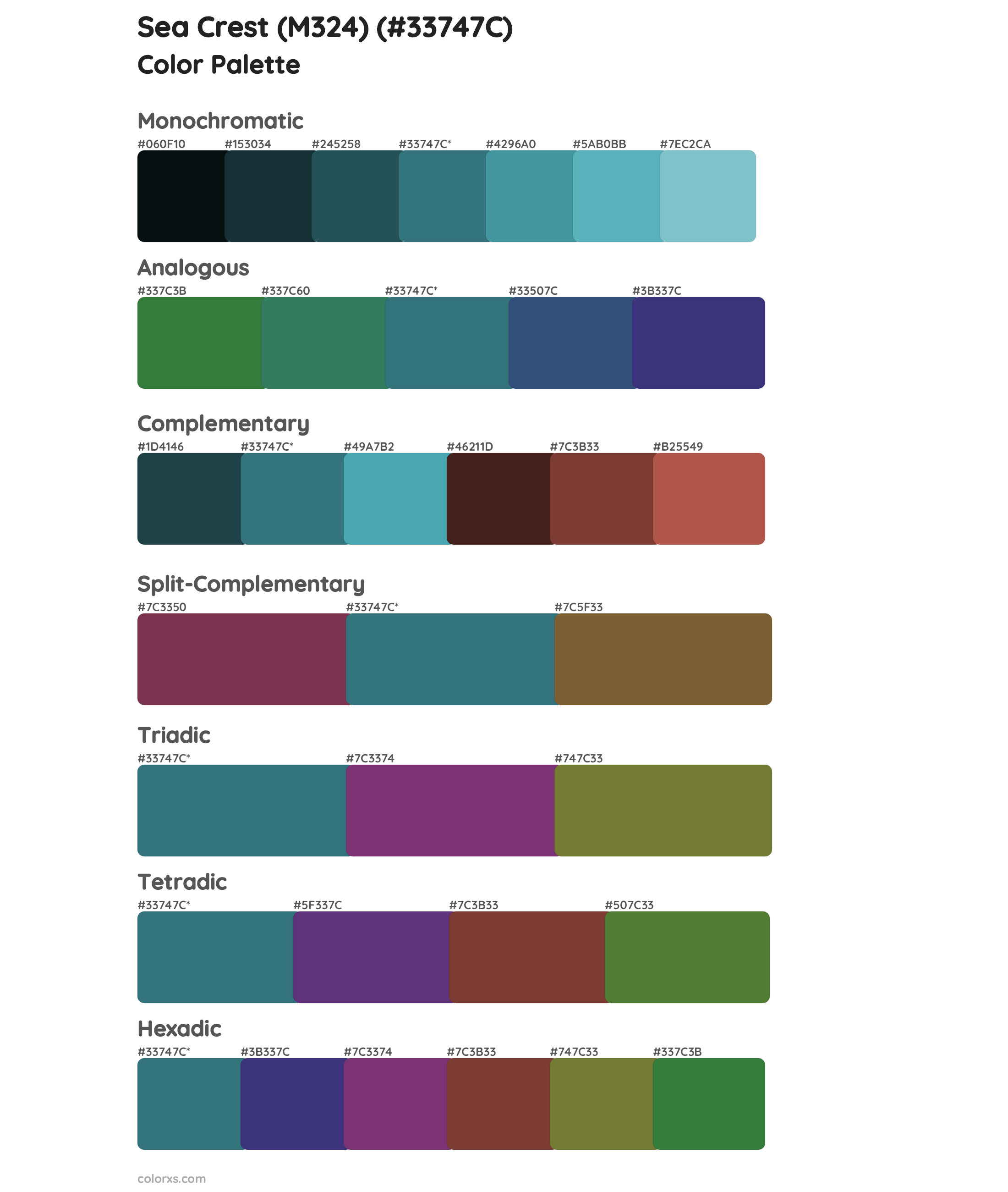 Sea Crest (M324) Color Scheme Palettes