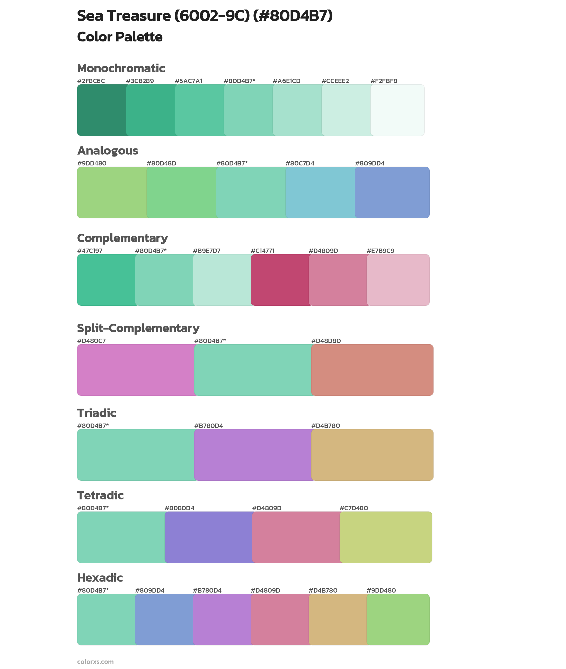 Sea Treasure (6002-9C) Color Scheme Palettes