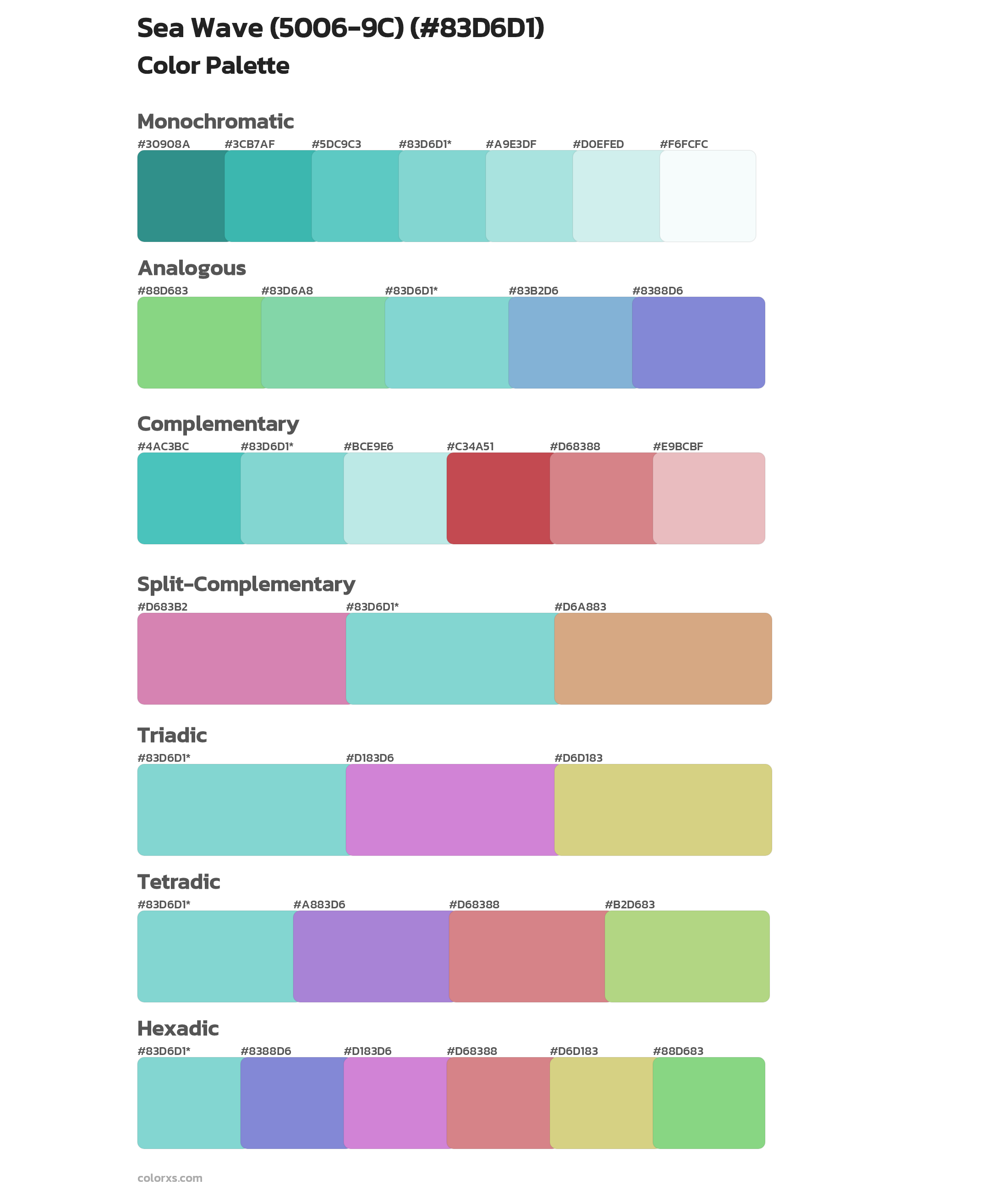 Sea Wave (5006-9C) Color Scheme Palettes