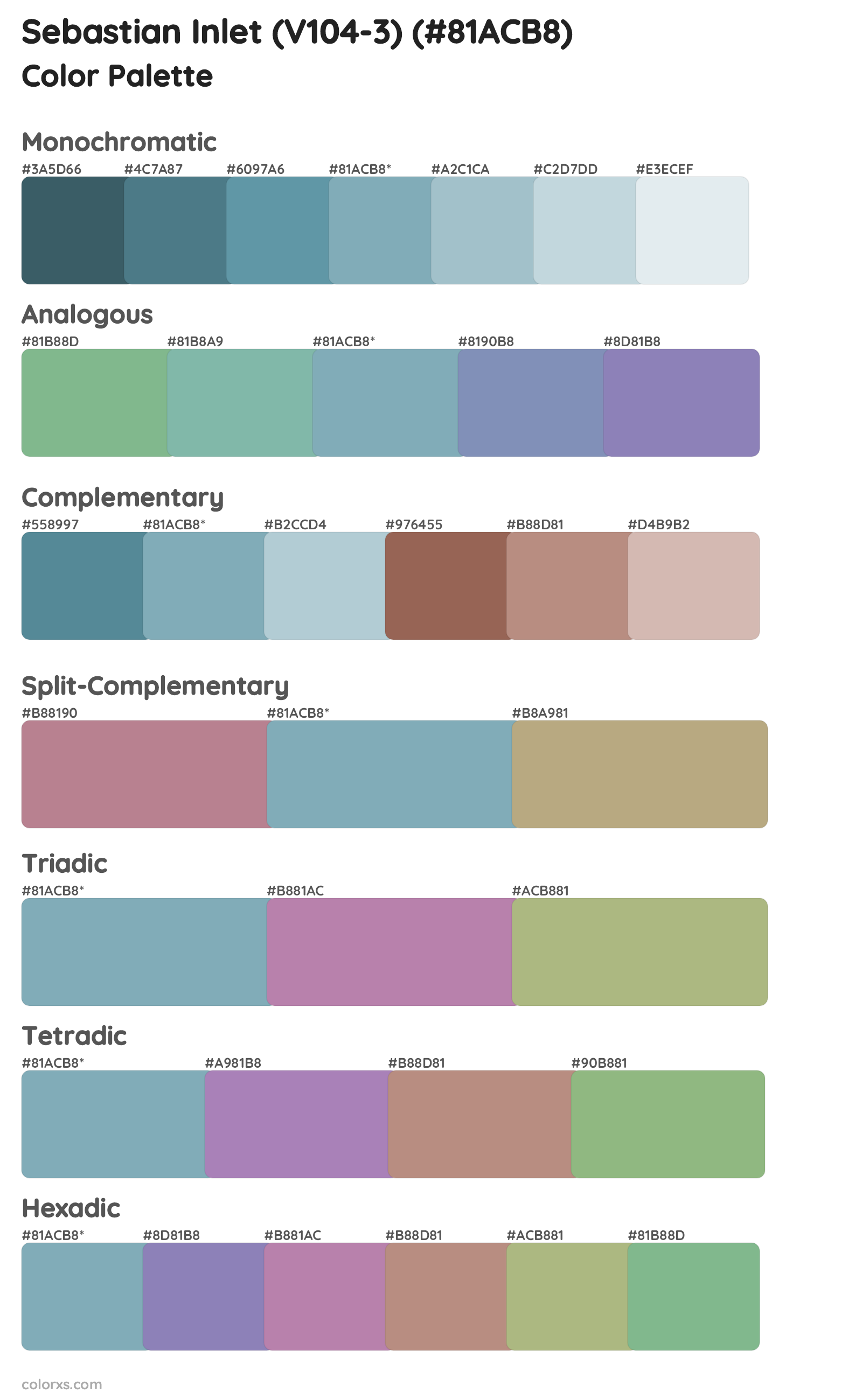 Sebastian Inlet (V104-3) Color Scheme Palettes