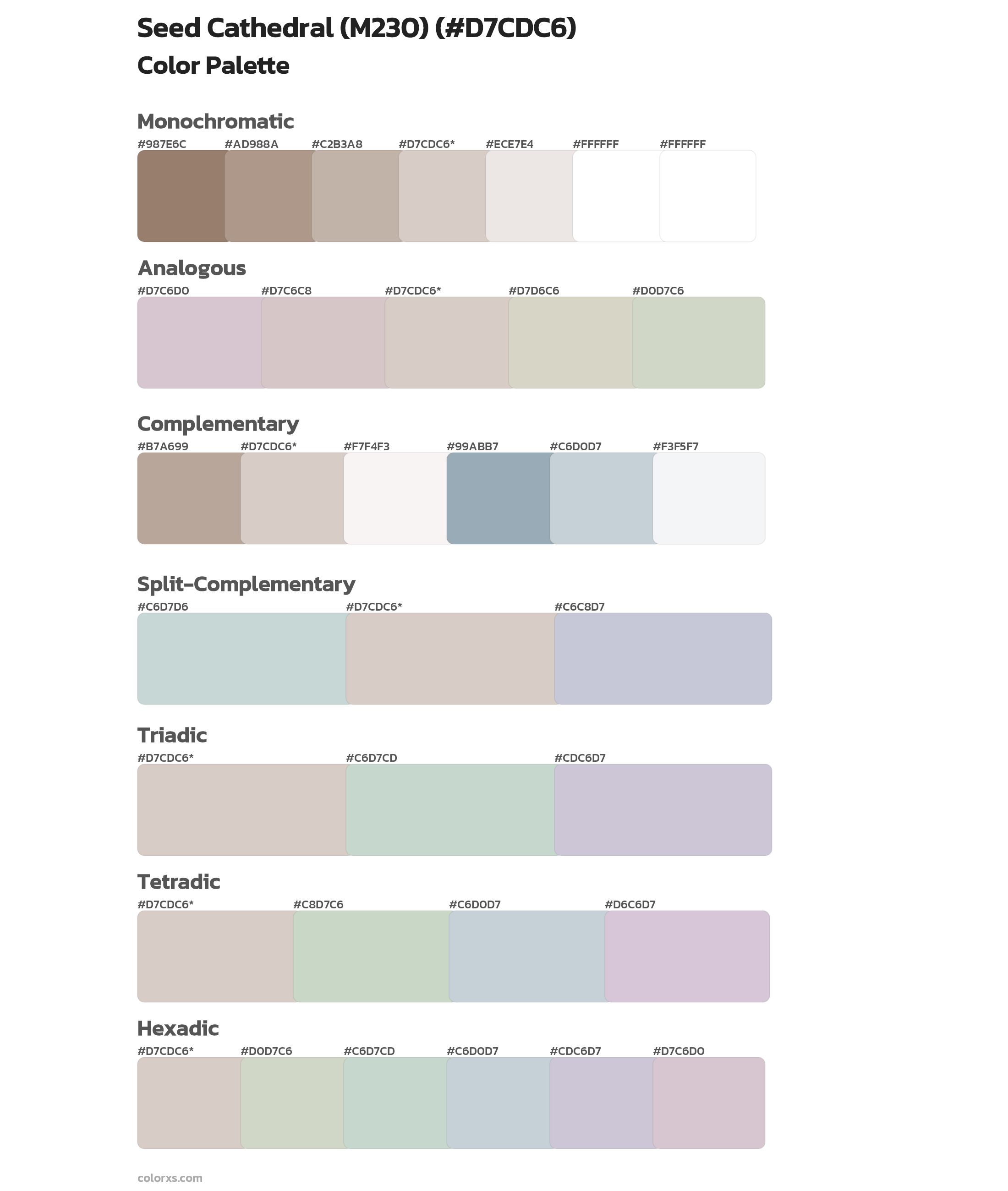 Seed Cathedral (M230) Color Scheme Palettes