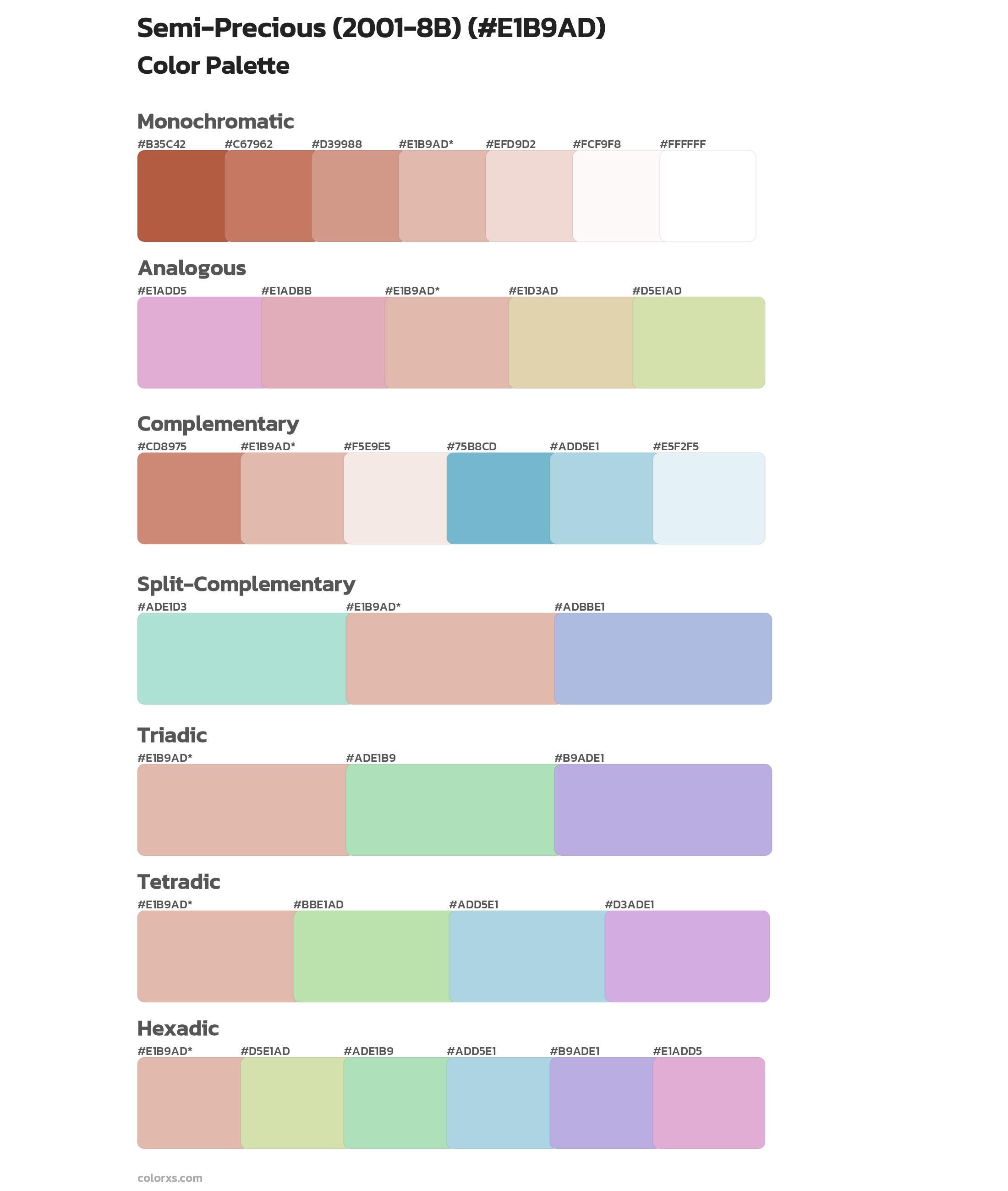 Semi-Precious (2001-8B) Color Scheme Palettes