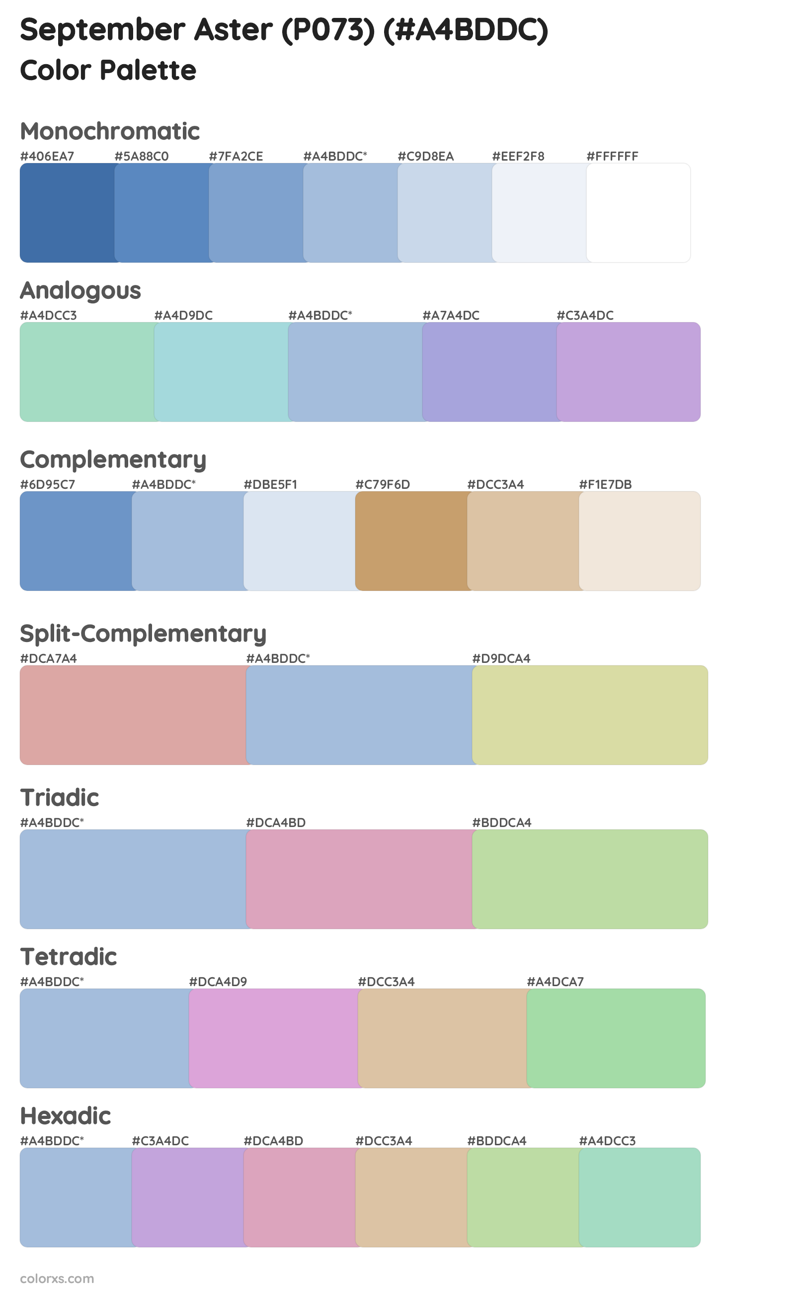 September Aster (P073) Color Scheme Palettes