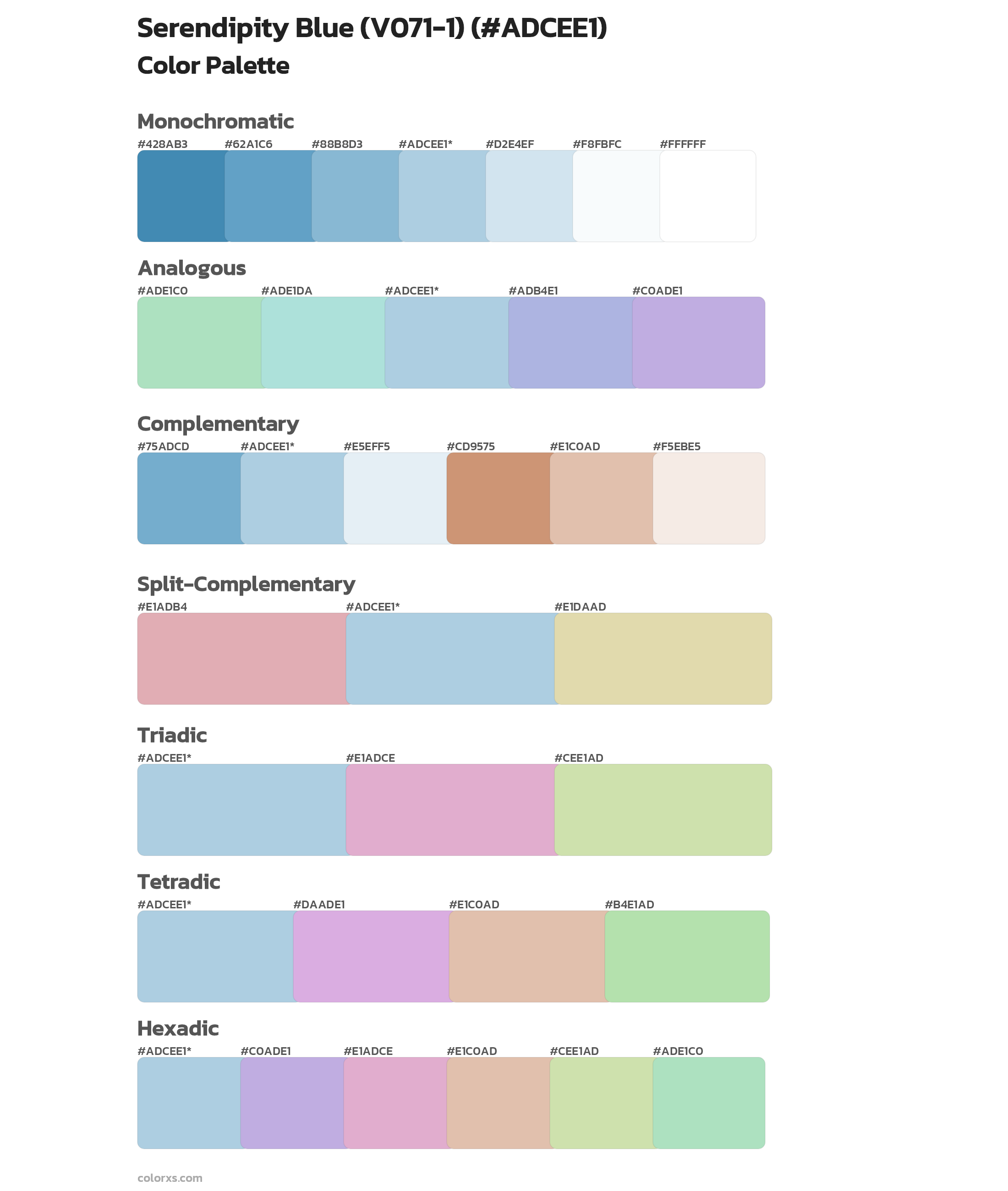 Serendipity Blue (V071-1) Color Scheme Palettes