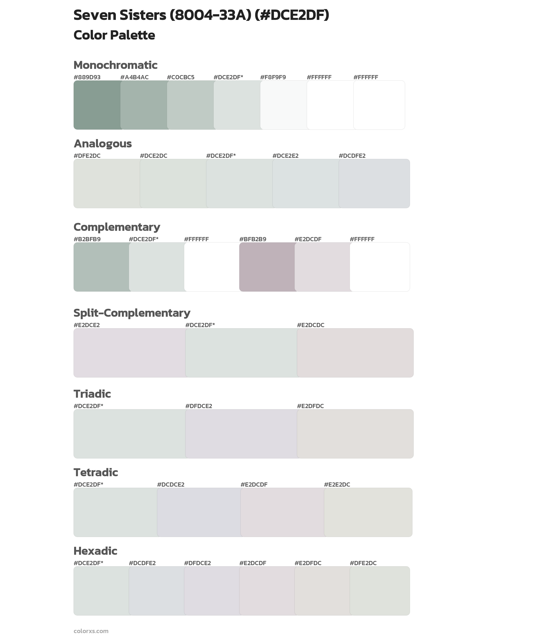 Seven Sisters (8004-33A) Color Scheme Palettes