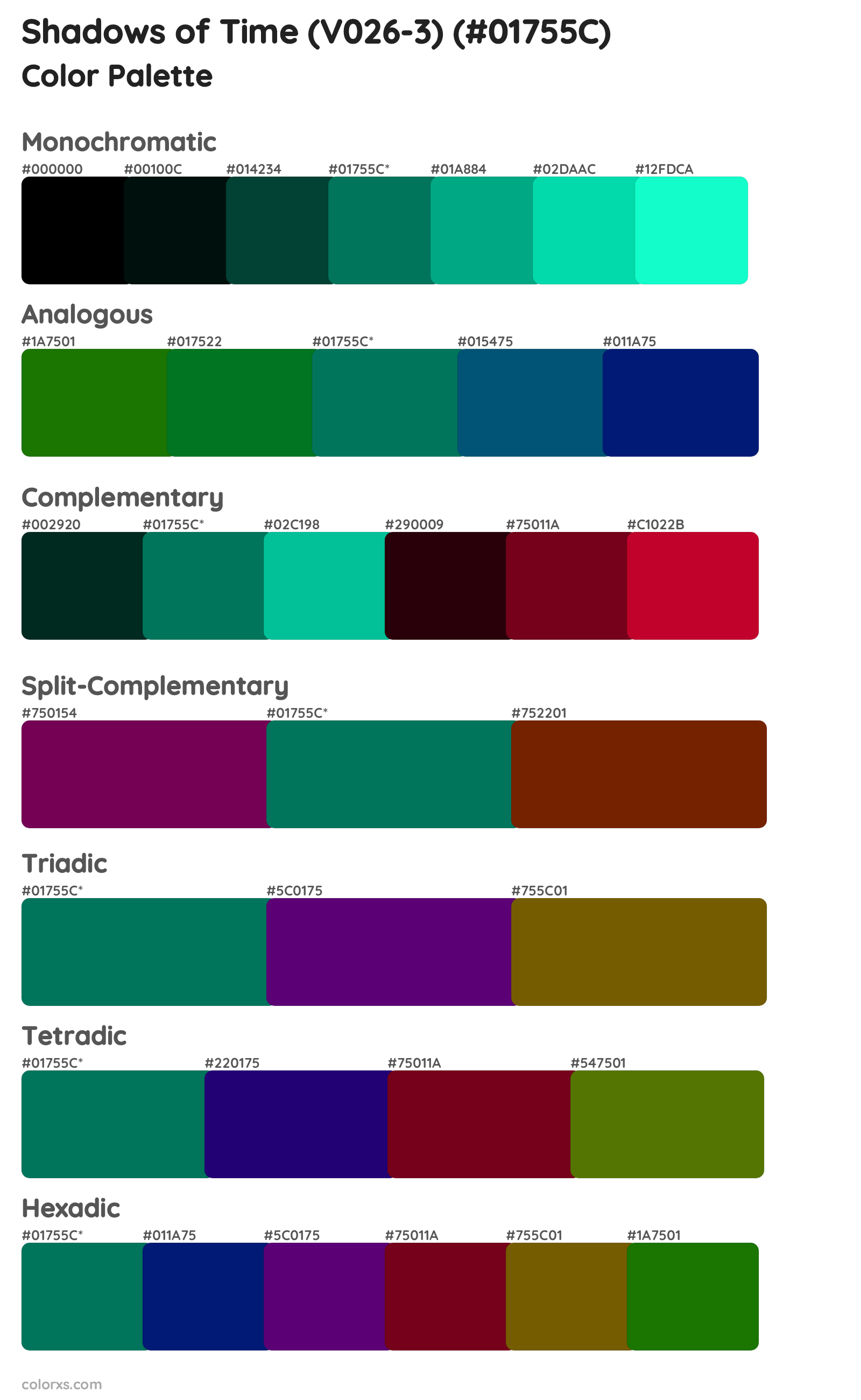 Shadows of Time (V026-3) Color Scheme Palettes