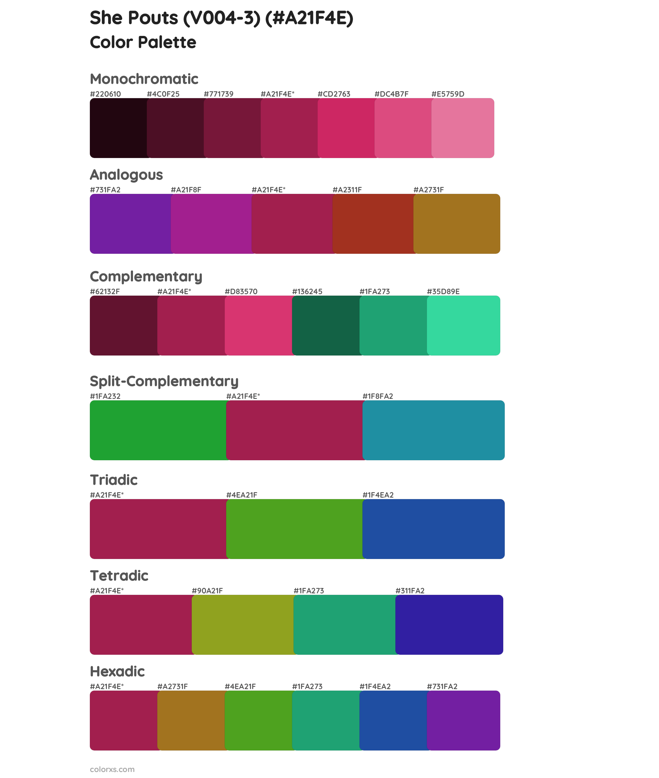 She Pouts (V004-3) Color Scheme Palettes