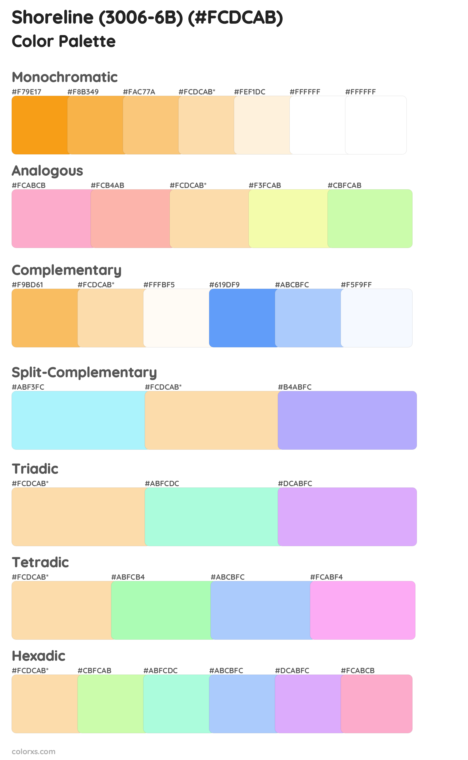 Shoreline (3006-6B) Color Scheme Palettes