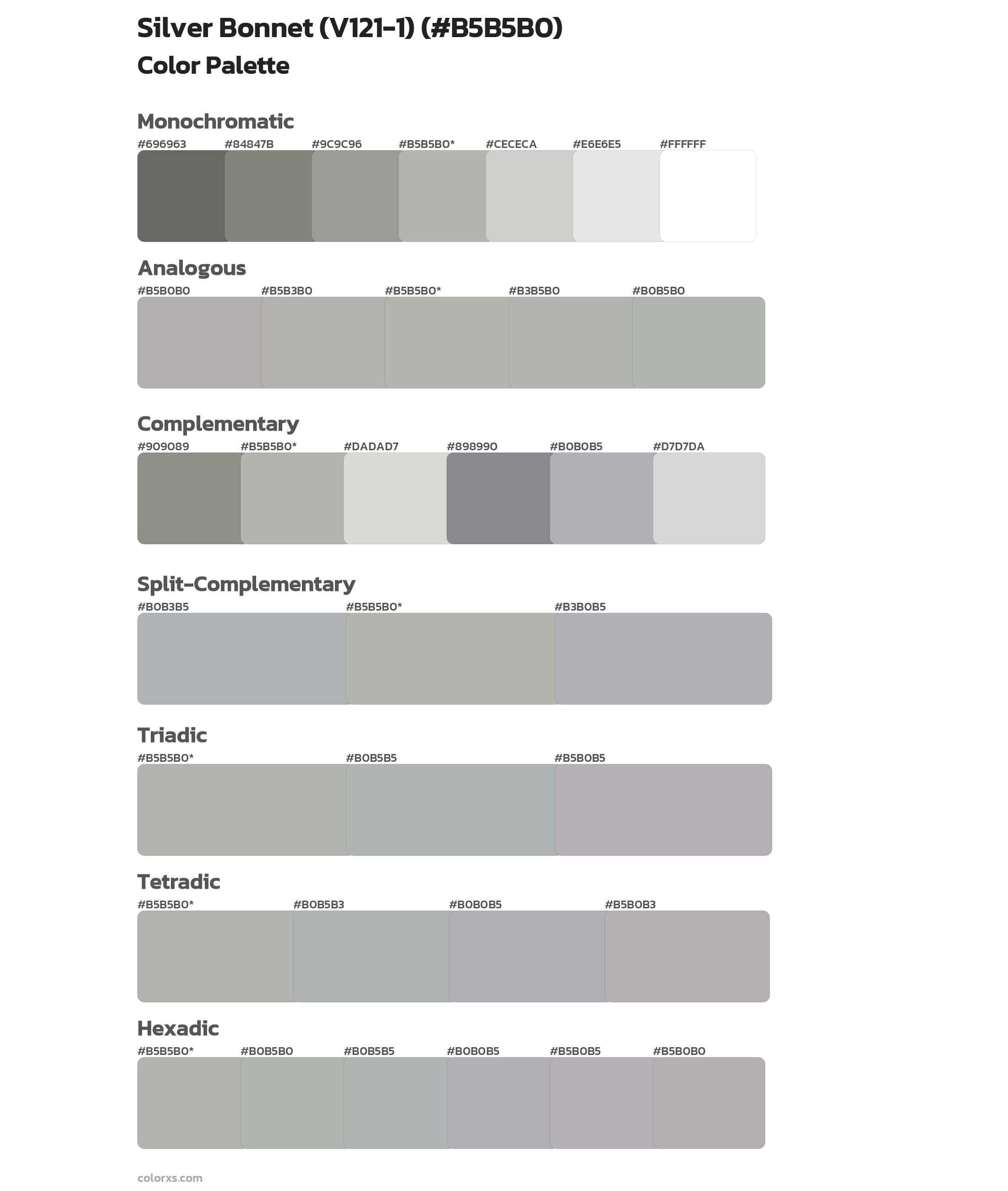 Silver Bonnet (V121-1) Color Scheme Palettes