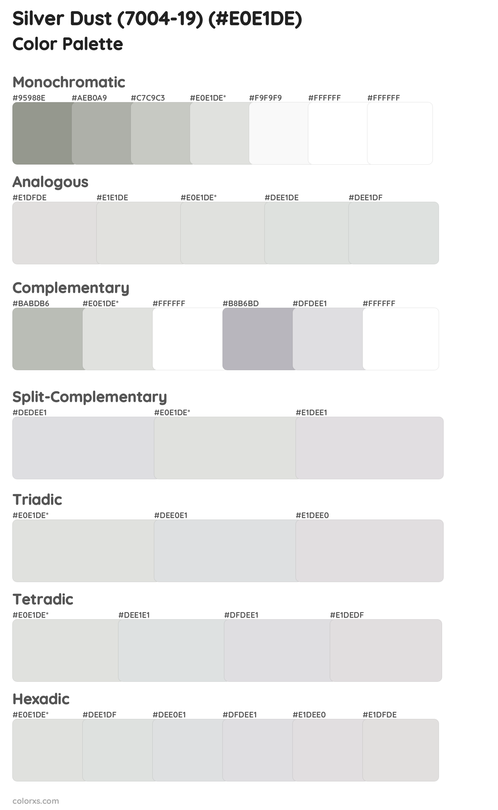 Silver Dust (7004-19) Color Scheme Palettes