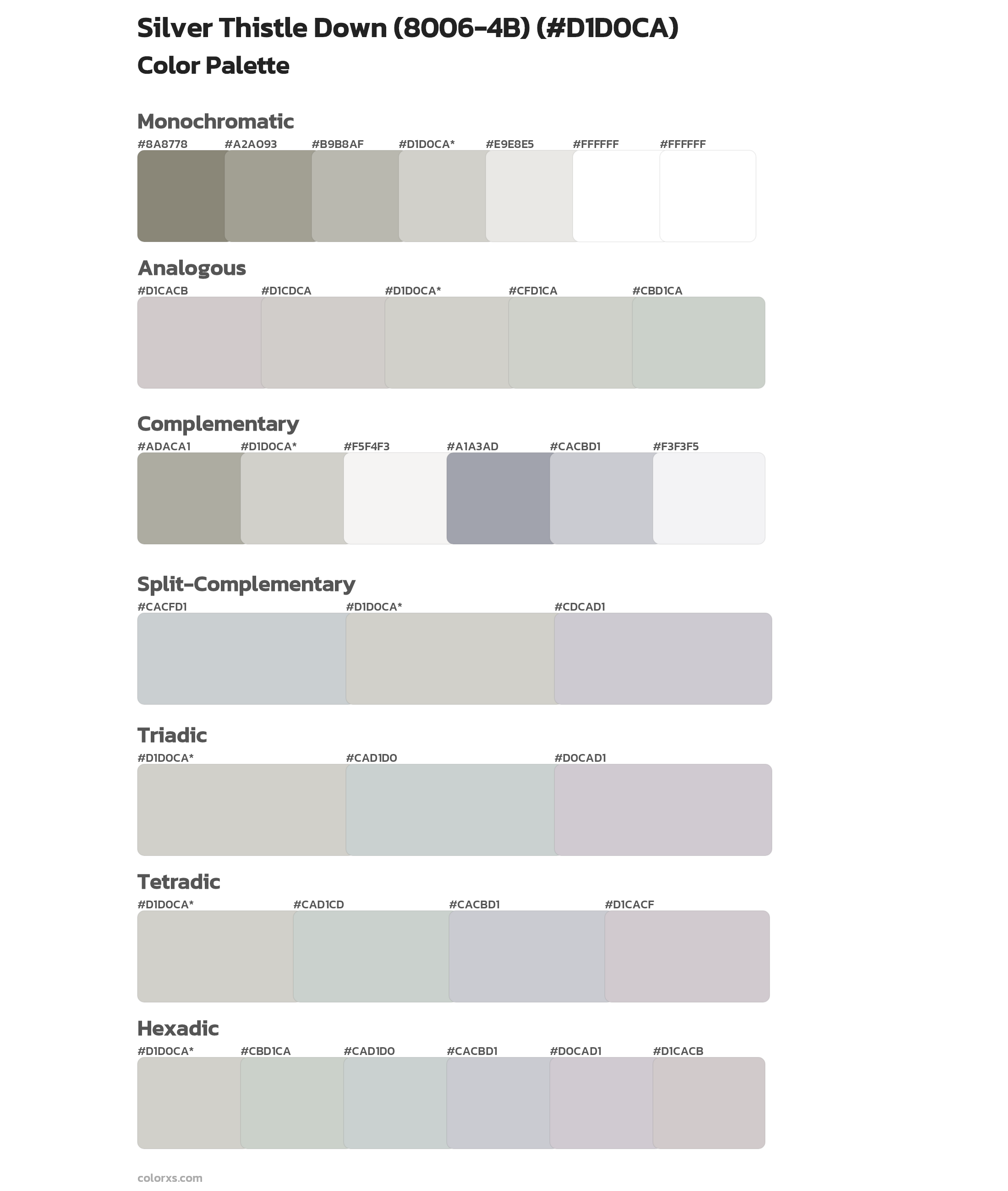 Silver Thistle Down (8006-4B) Color Scheme Palettes