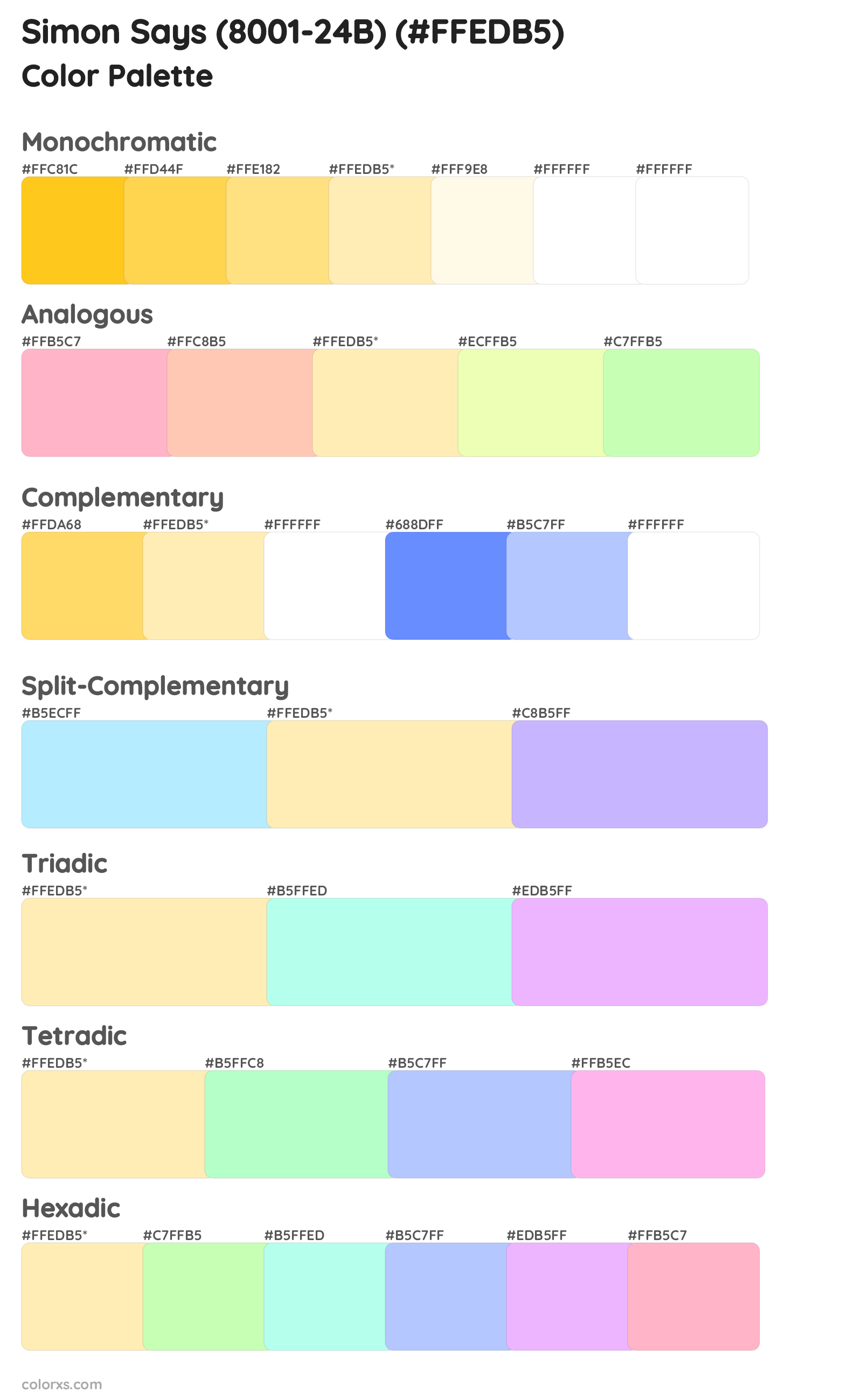 Simon Says (8001-24B) Color Scheme Palettes
