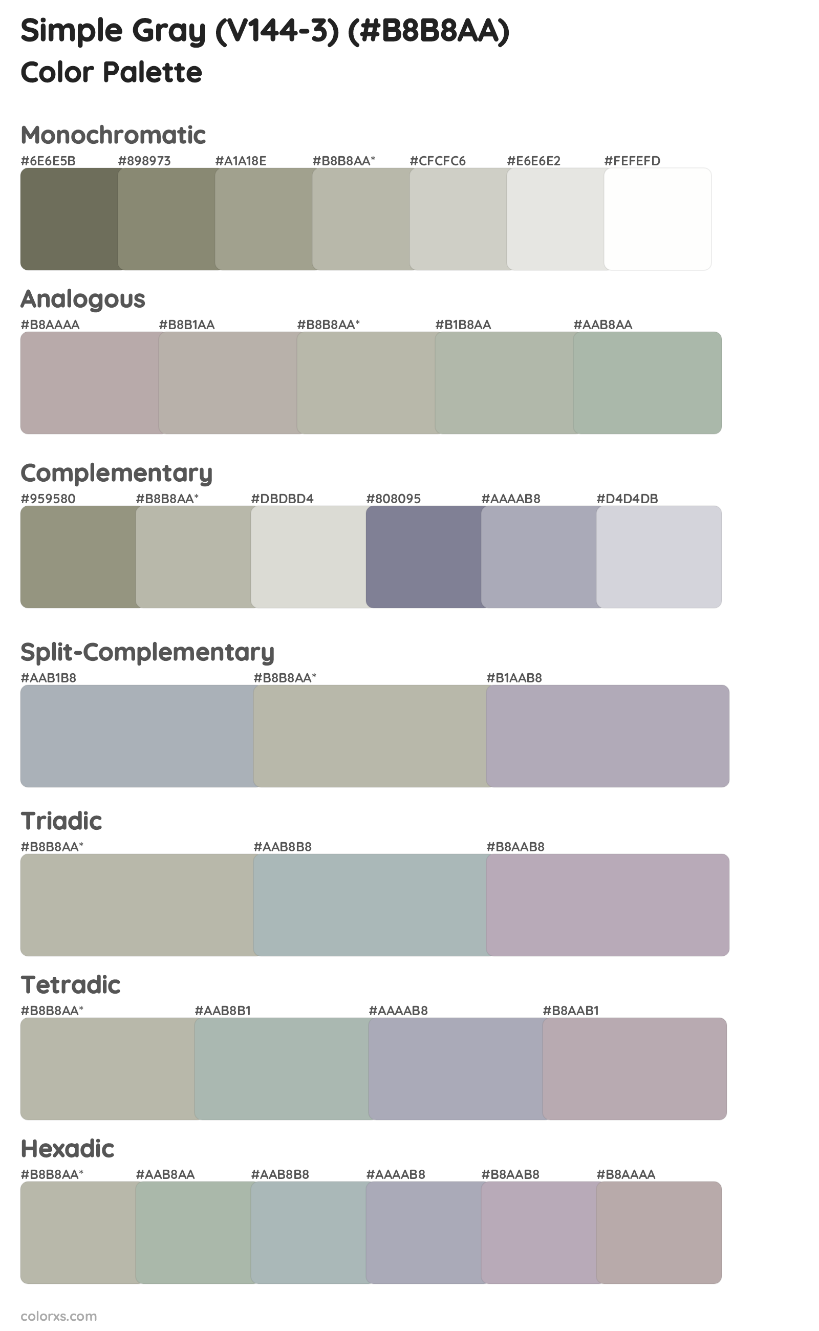 Simple Gray (V144-3) Color Scheme Palettes