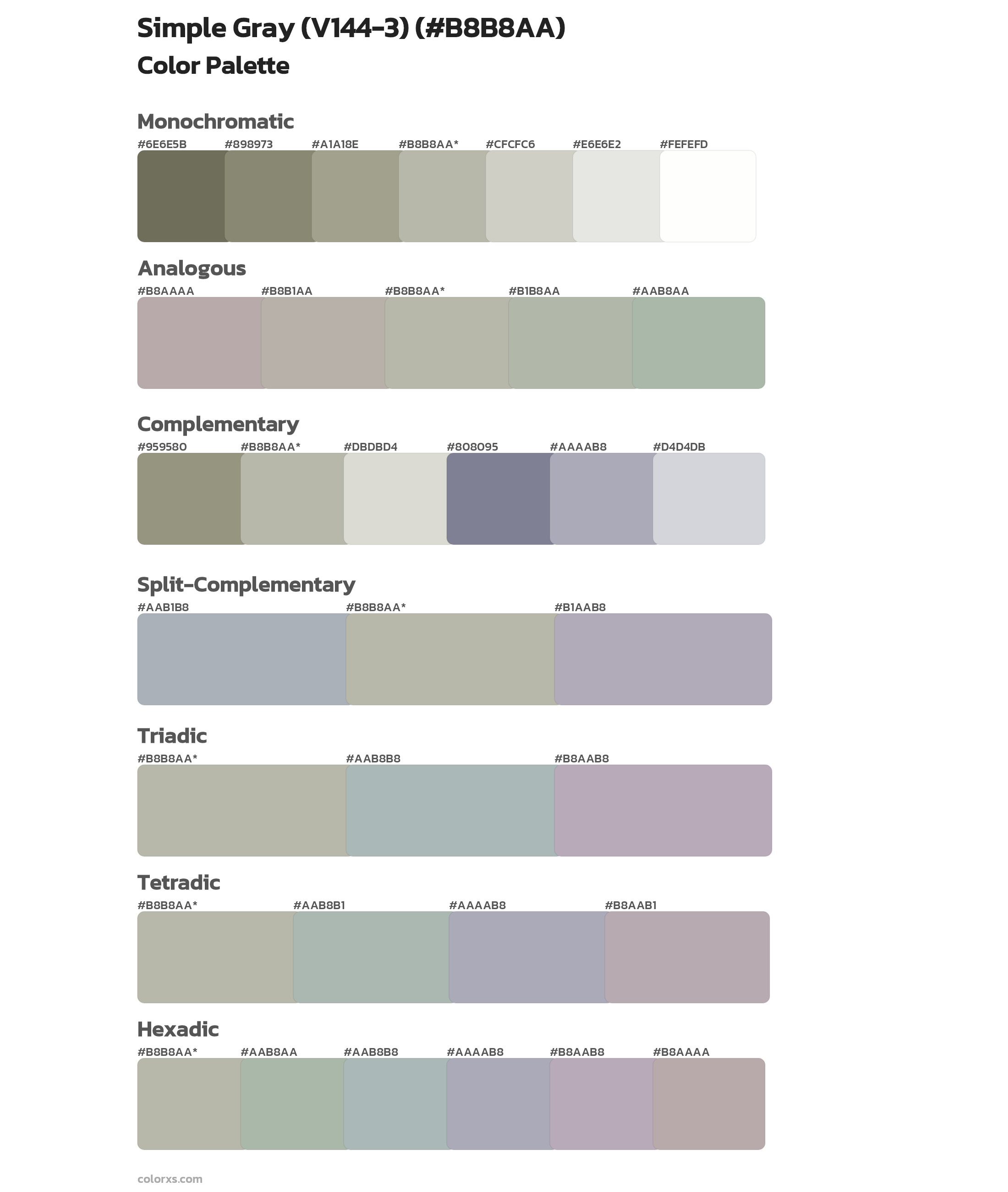 Simple Gray (V144-3) Color Scheme Palettes