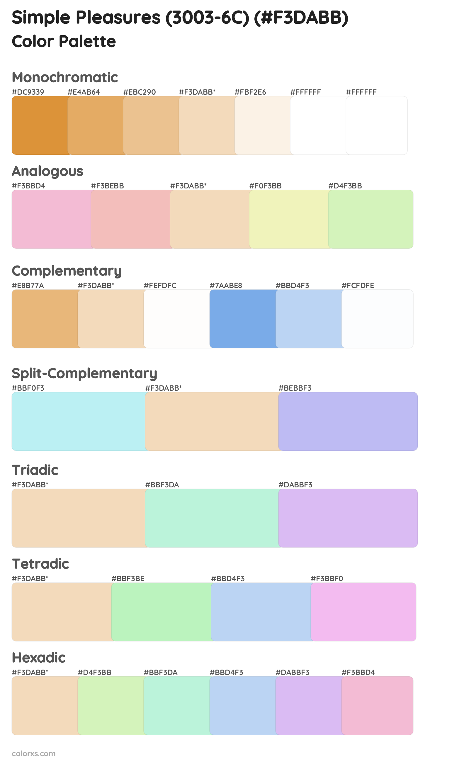 Simple Pleasures (3003-6C) Color Scheme Palettes