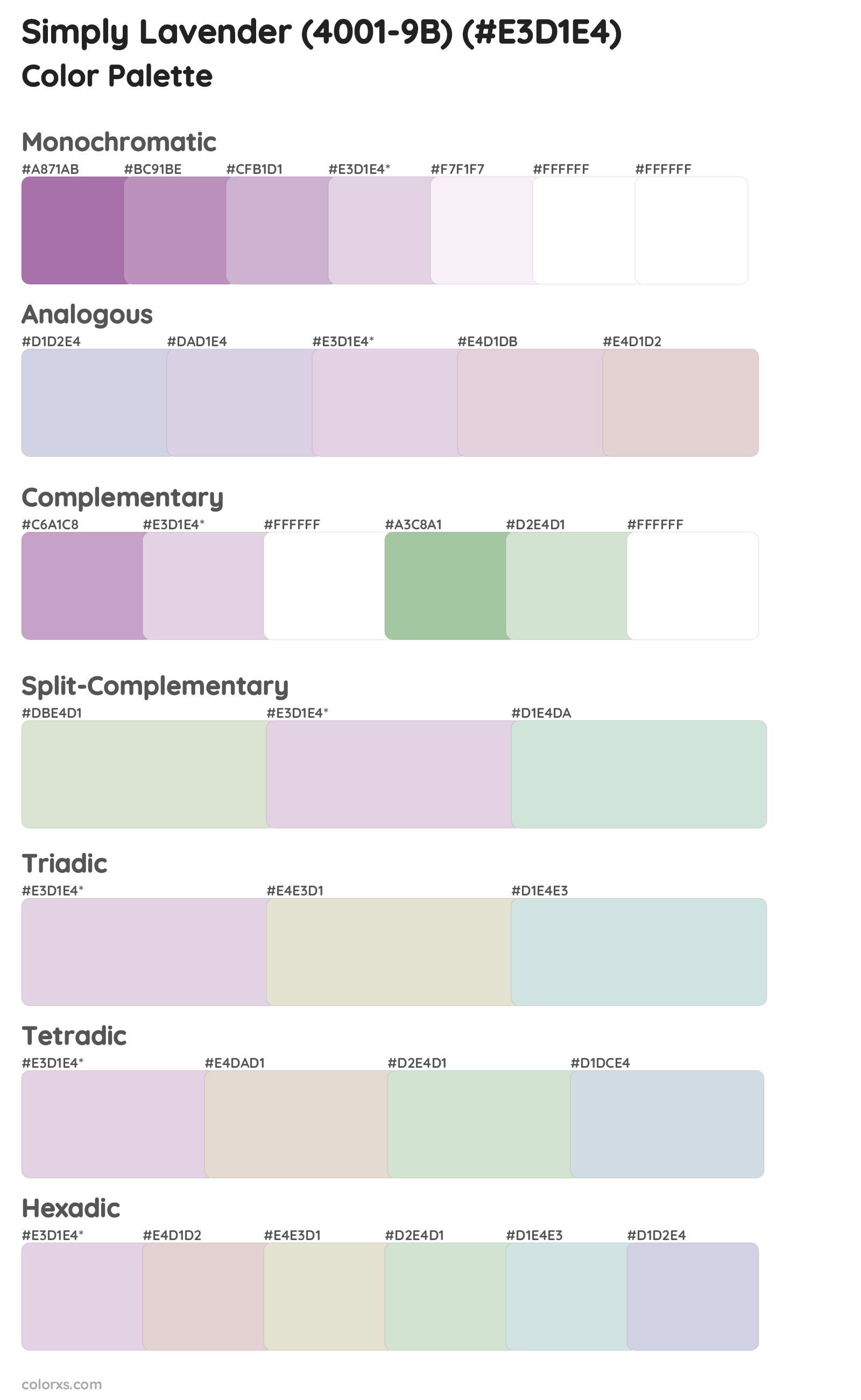 Simply Lavender (4001-9B) Color Scheme Palettes