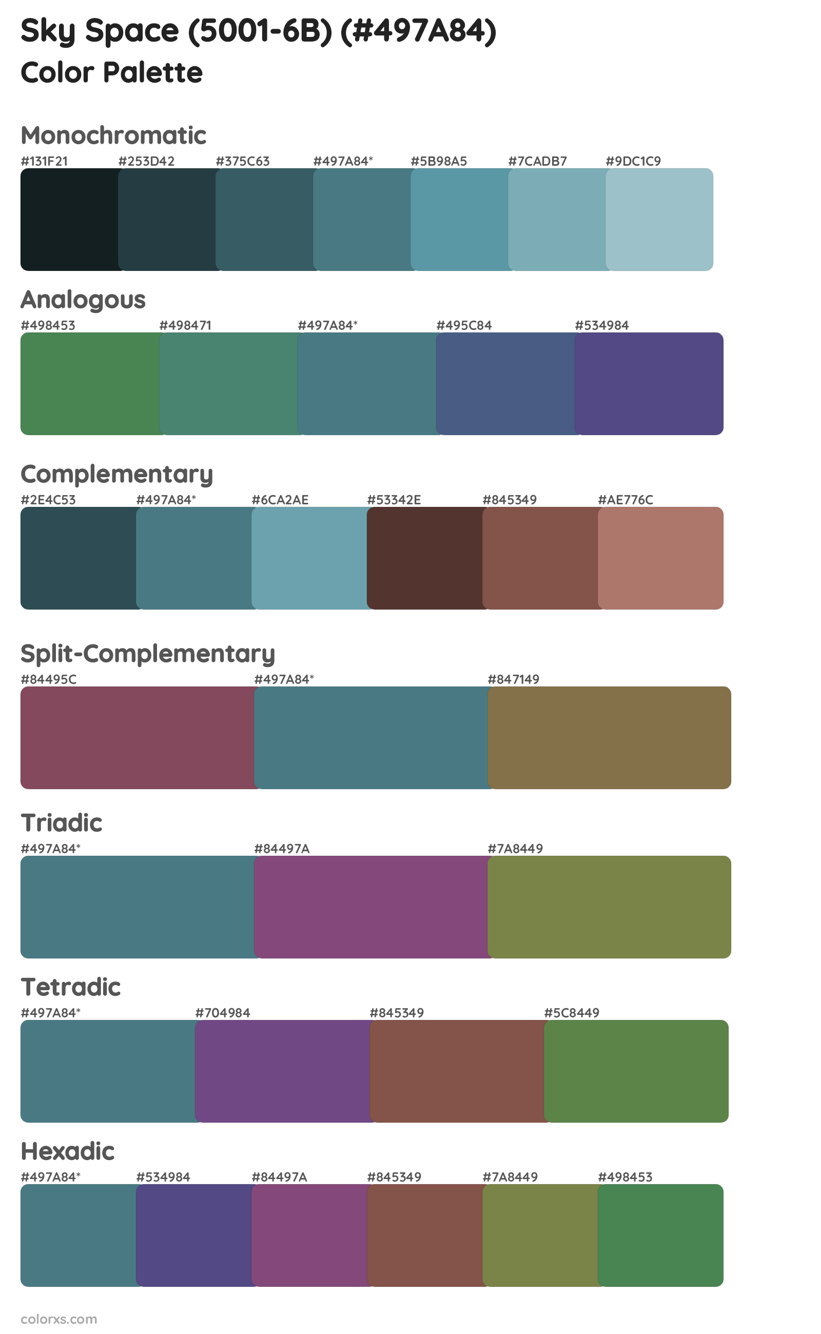 Sky Space (5001-6B) Color Scheme Palettes