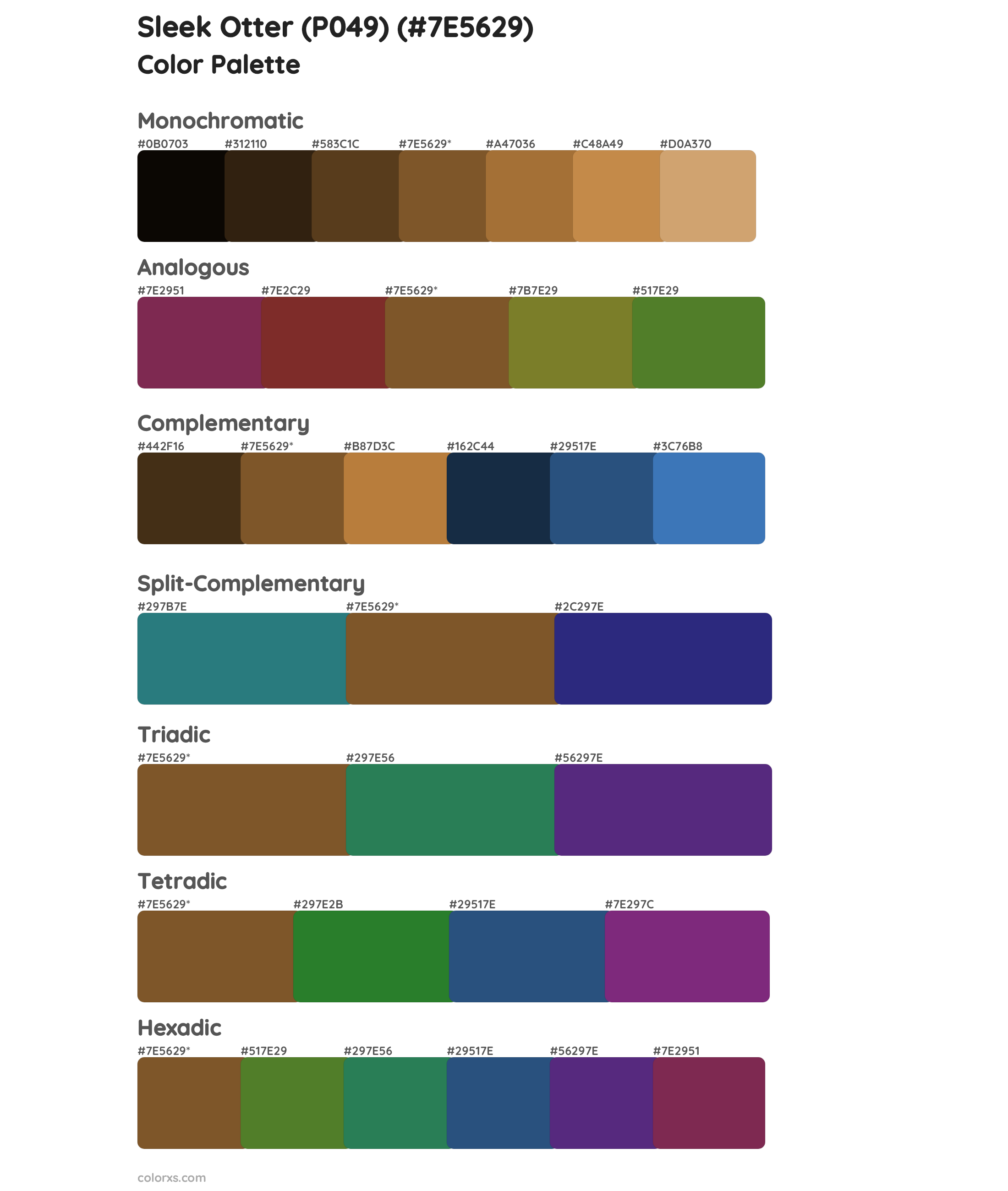 Sleek Otter (P049) Color Scheme Palettes