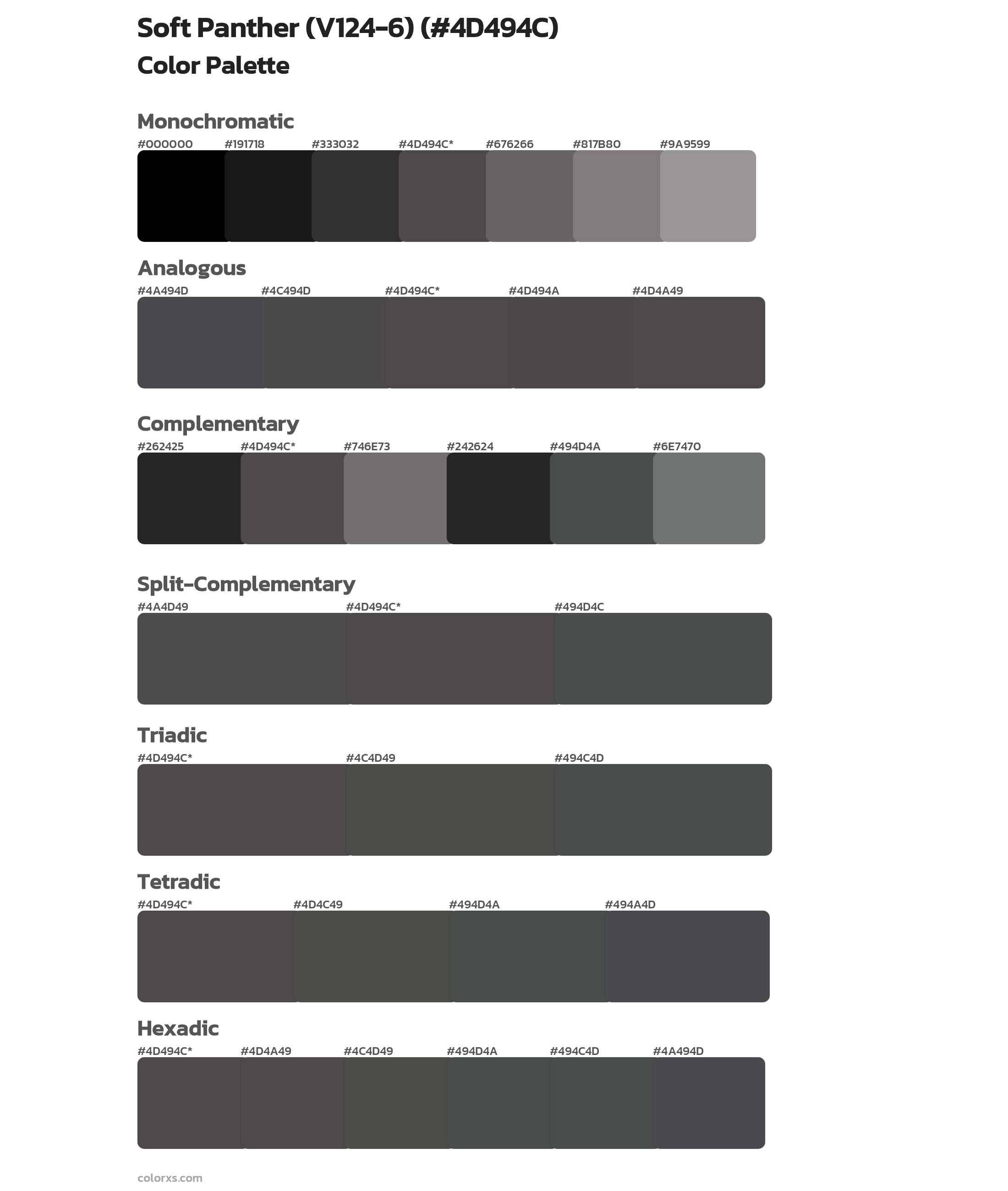 Soft Panther (V124-6) Color Scheme Palettes
