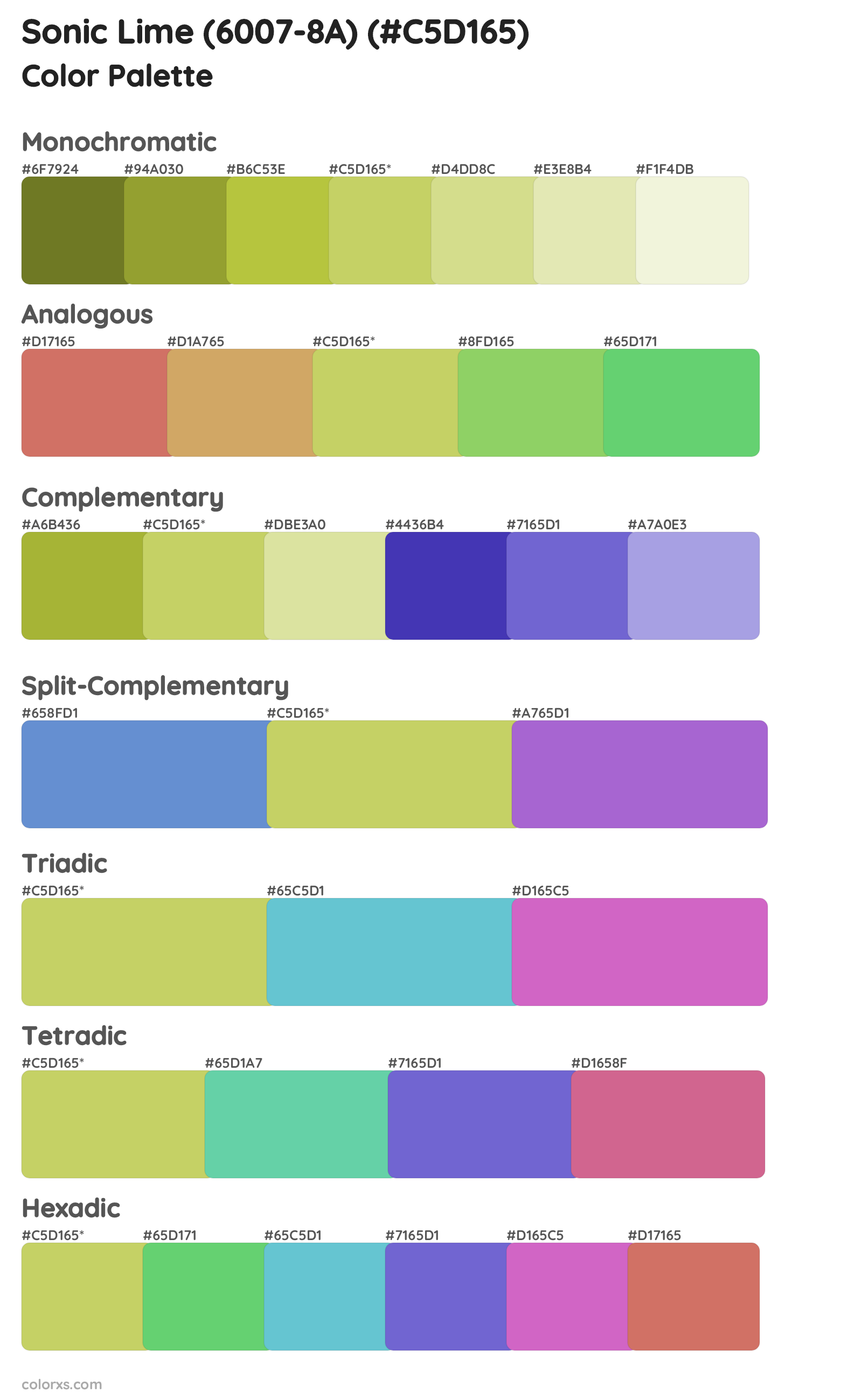 Sonic Lime (6007-8A) Color Scheme Palettes
