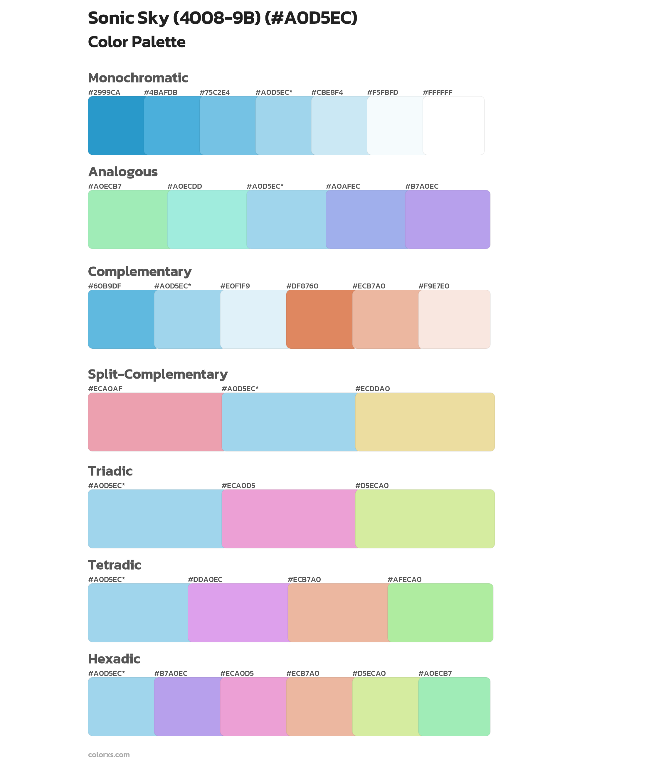 Sonic Sky (4008-9B) Color Scheme Palettes