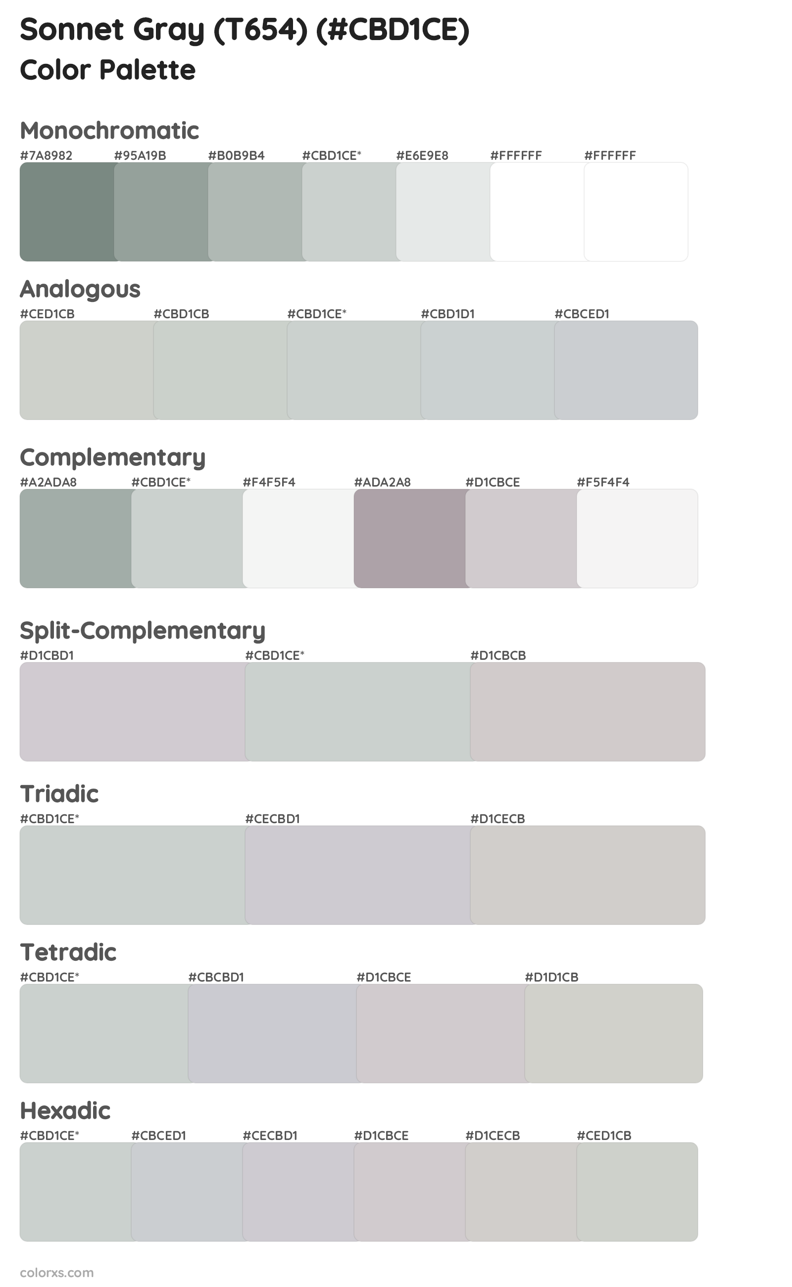 Sonnet Gray (T654) Color Scheme Palettes