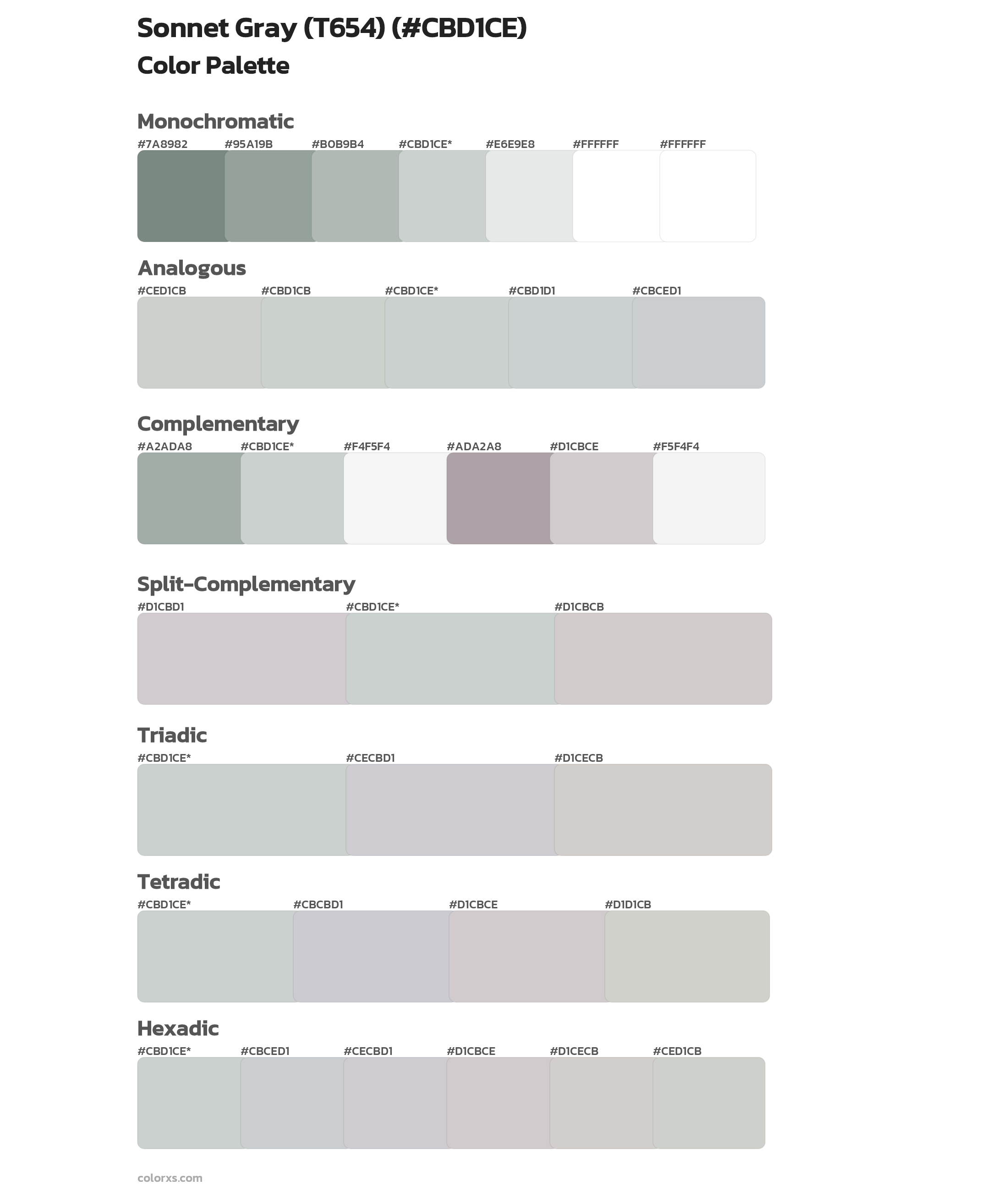 Sonnet Gray (T654) Color Scheme Palettes