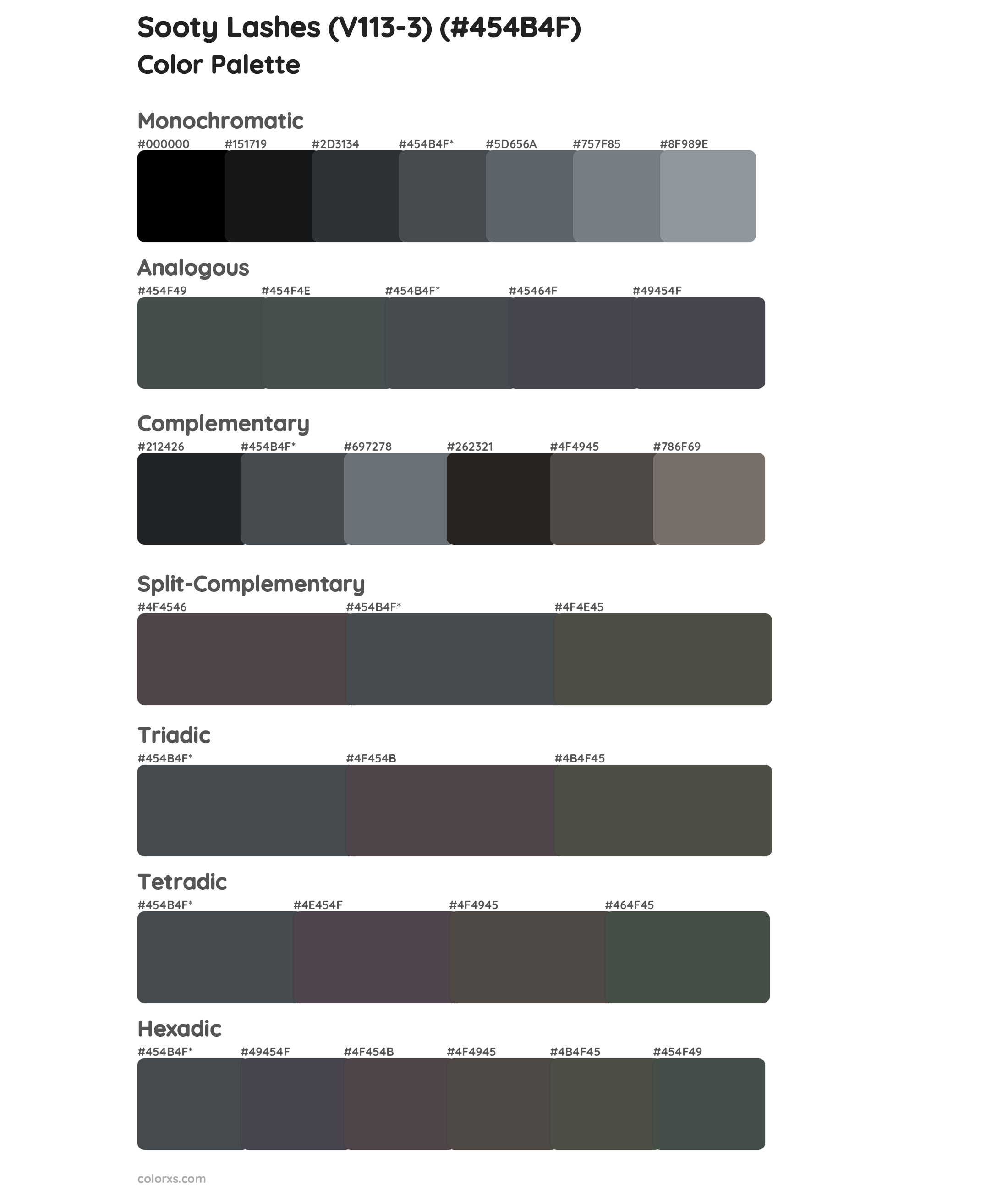 Sooty Lashes (V113-3) Color Scheme Palettes