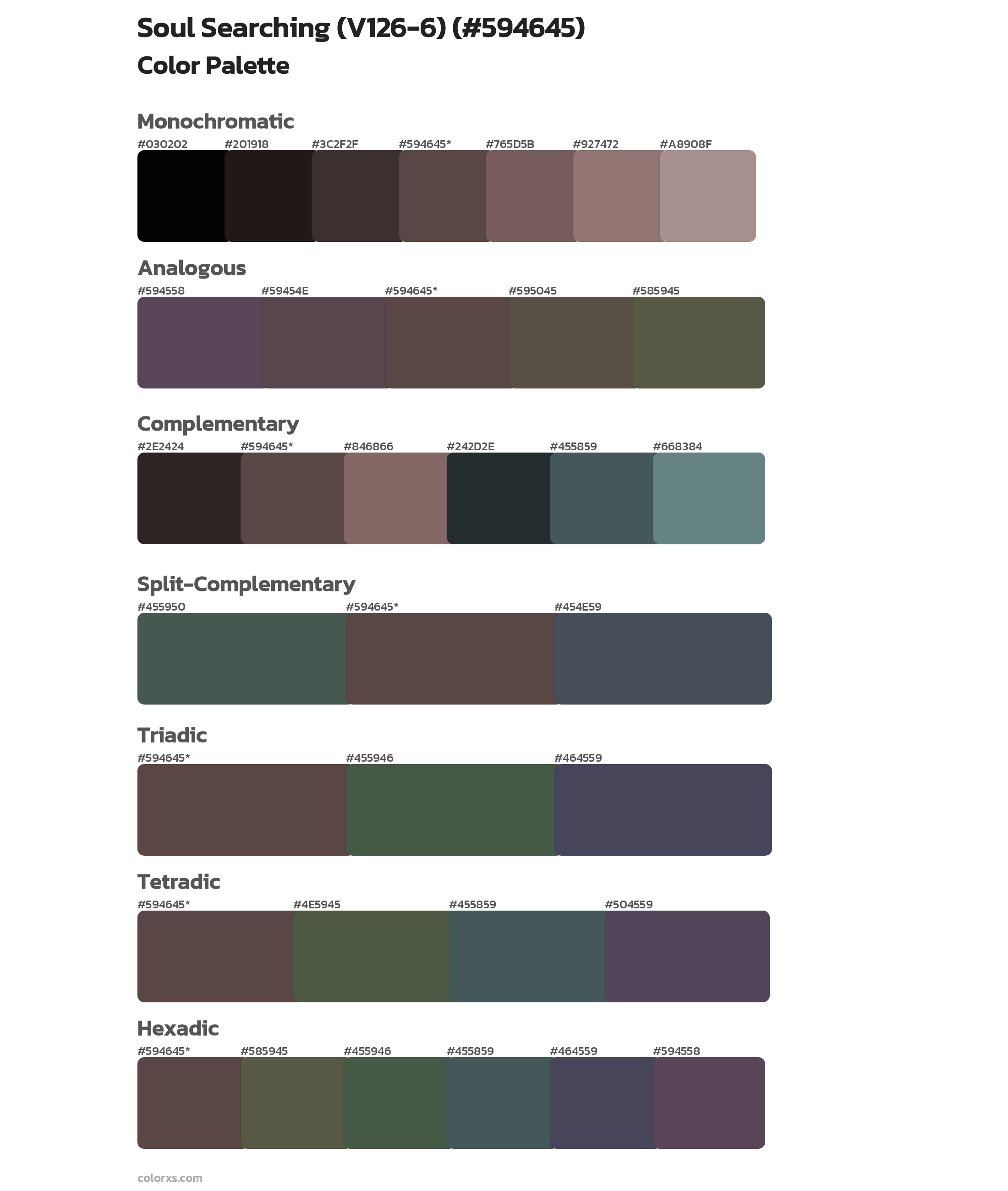 Soul Searching (V126-6) Color Scheme Palettes