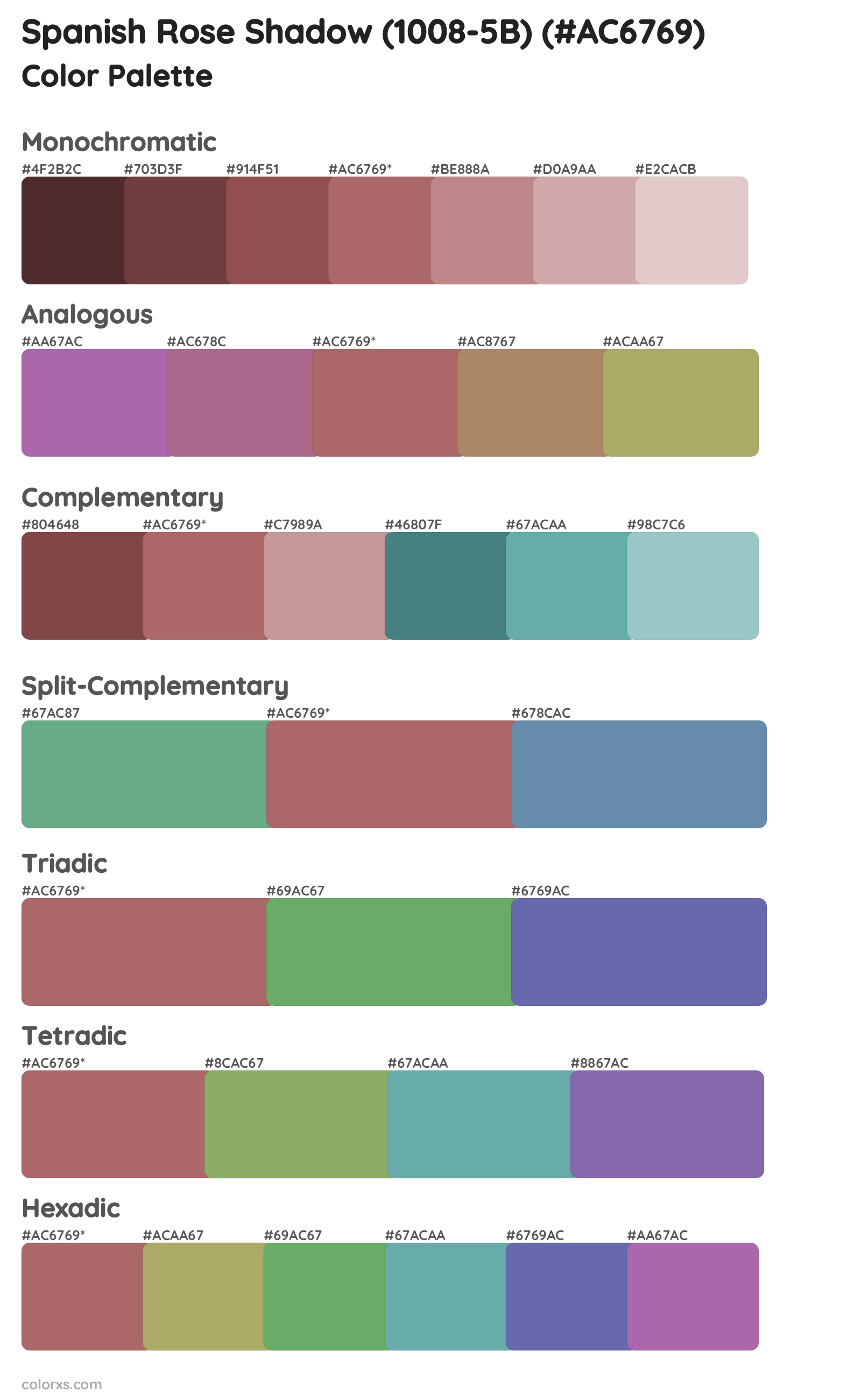 Spanish Rose Shadow (1008-5B) Color Scheme Palettes