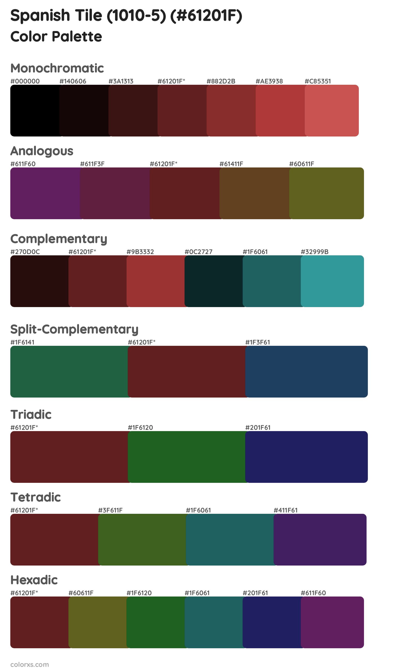 Spanish Tile (1010-5) Color Scheme Palettes