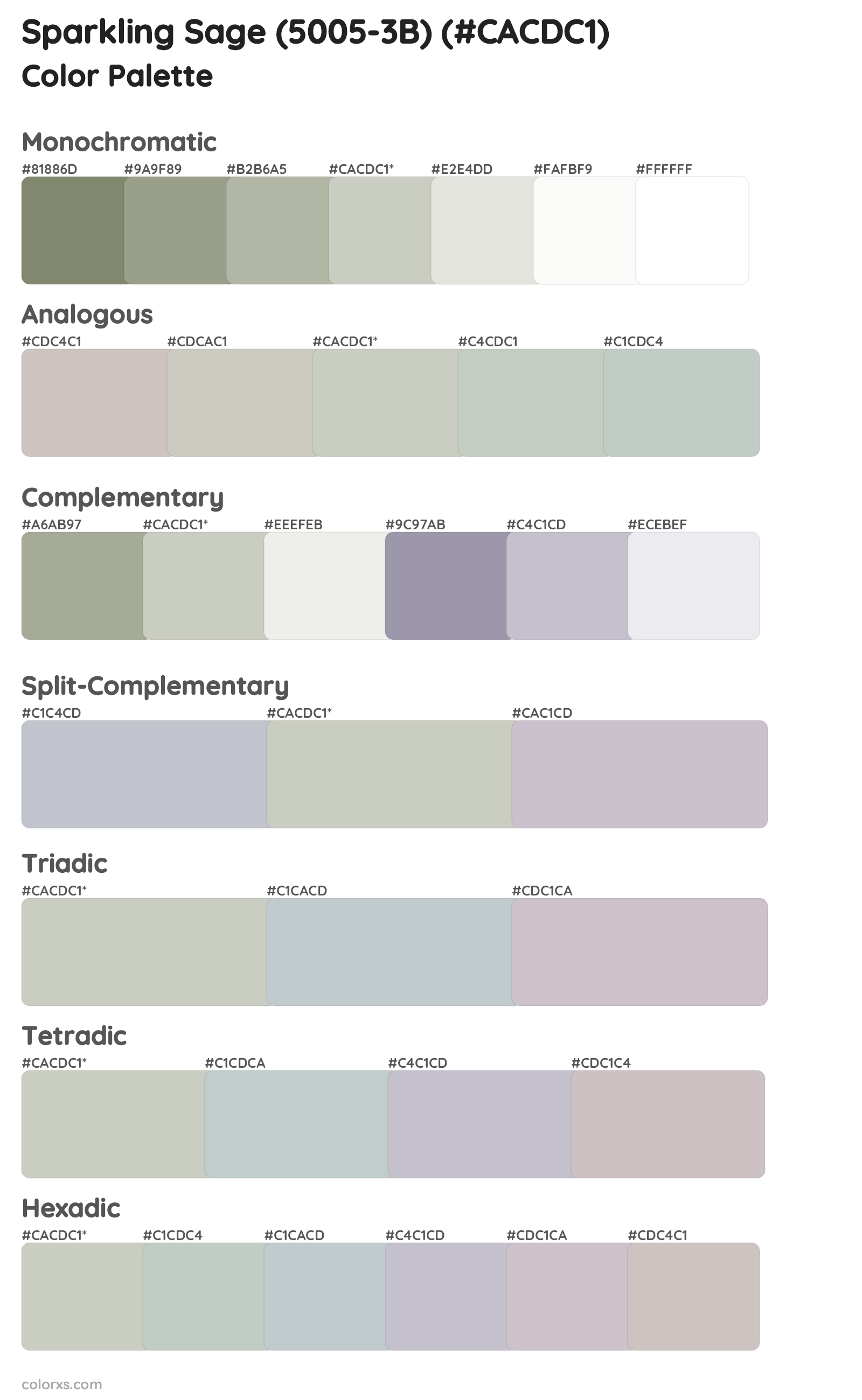 Sparkling Sage (5005-3B) Color Scheme Palettes