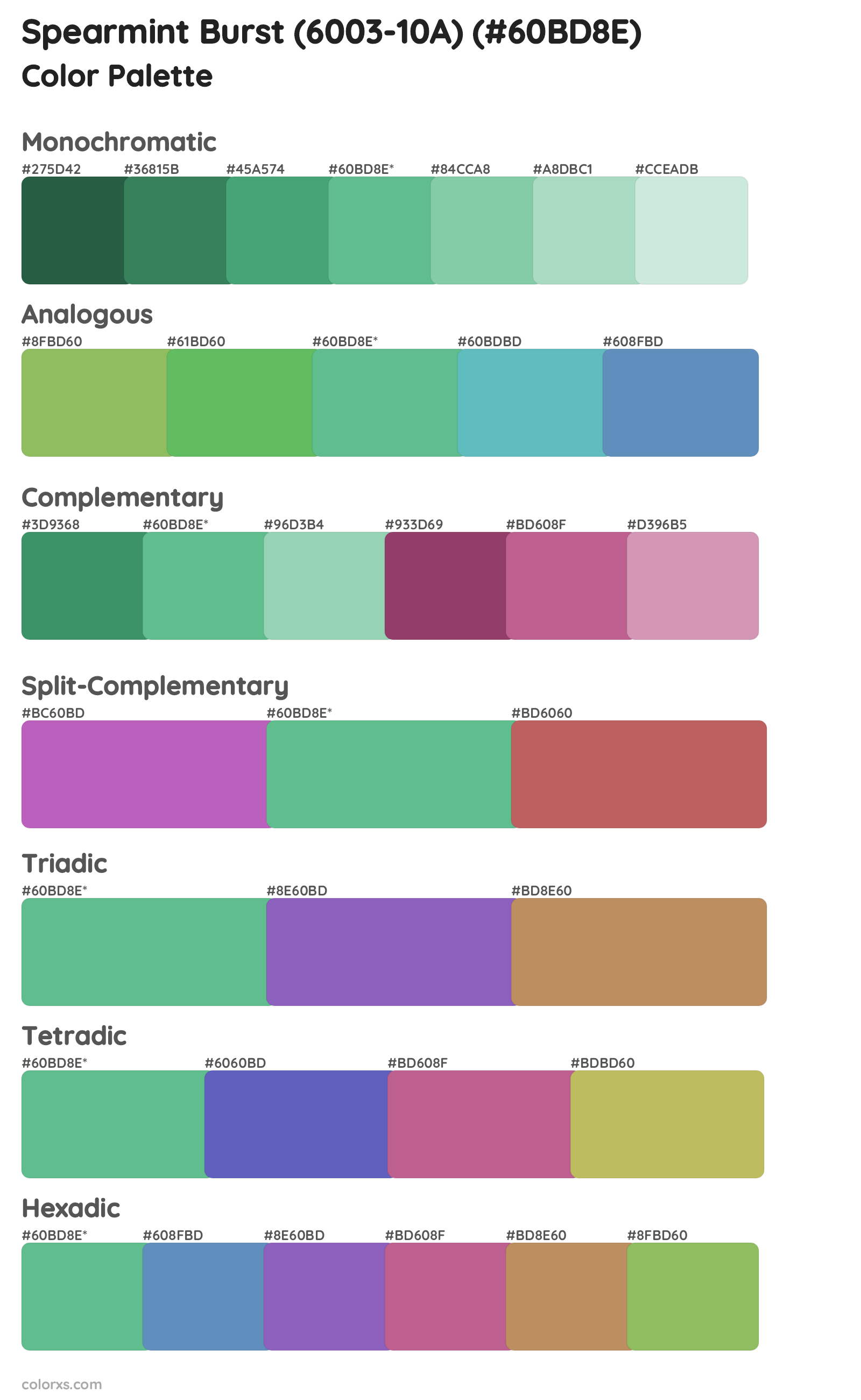 Spearmint Burst (6003-10A) Color Scheme Palettes