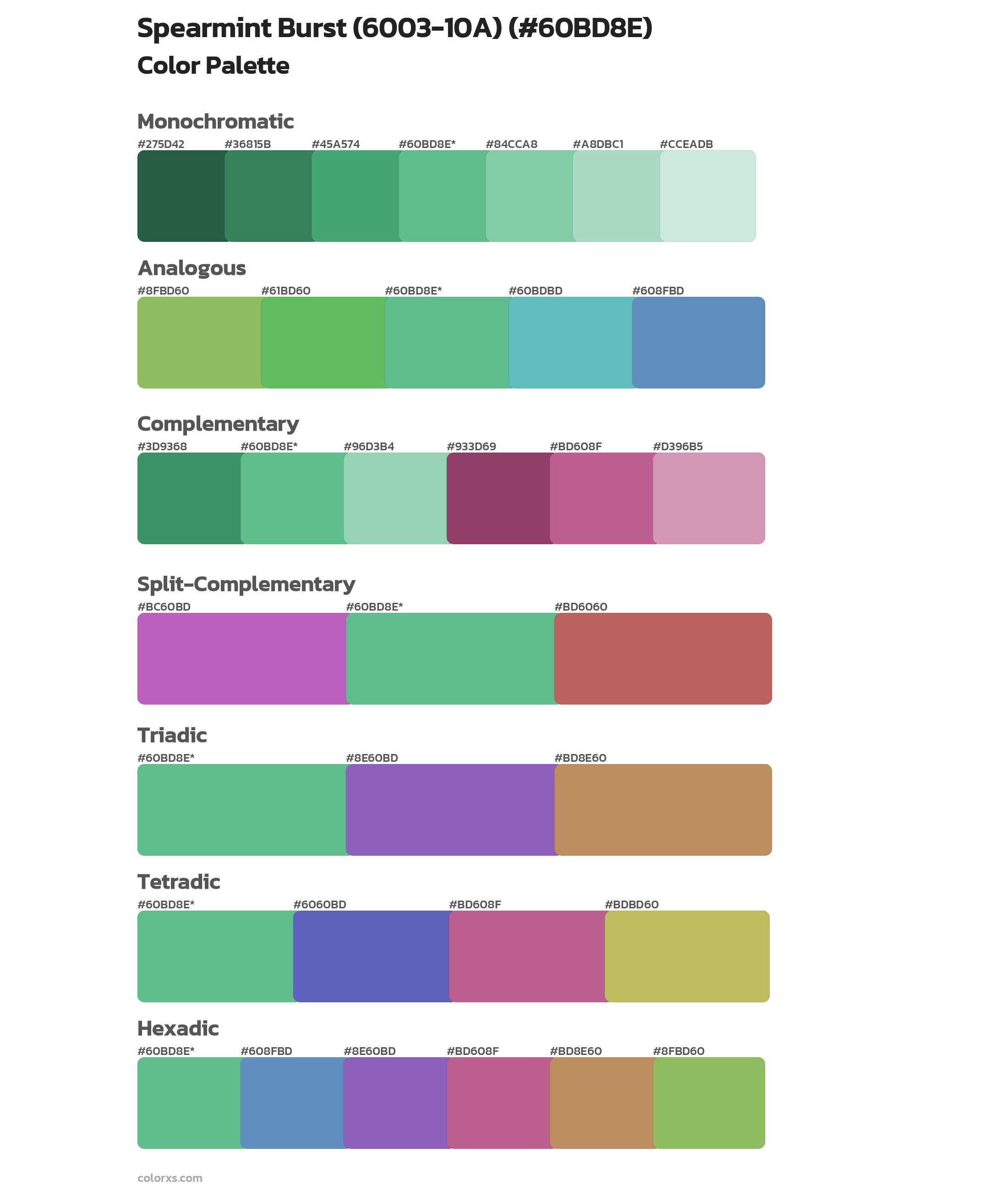 Spearmint Burst (6003-10A) Color Scheme Palettes