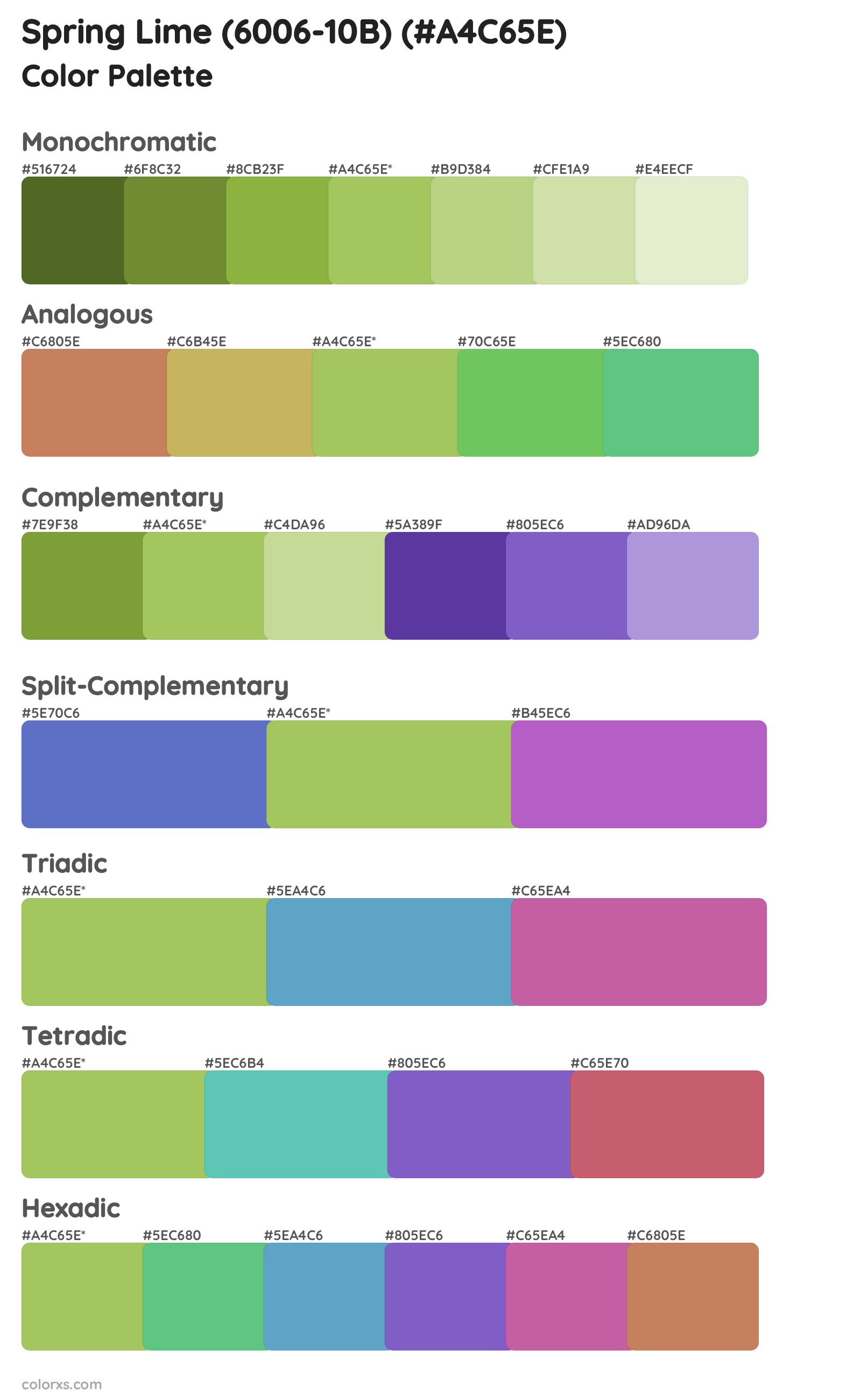 Spring Lime (6006-10B) Color Scheme Palettes