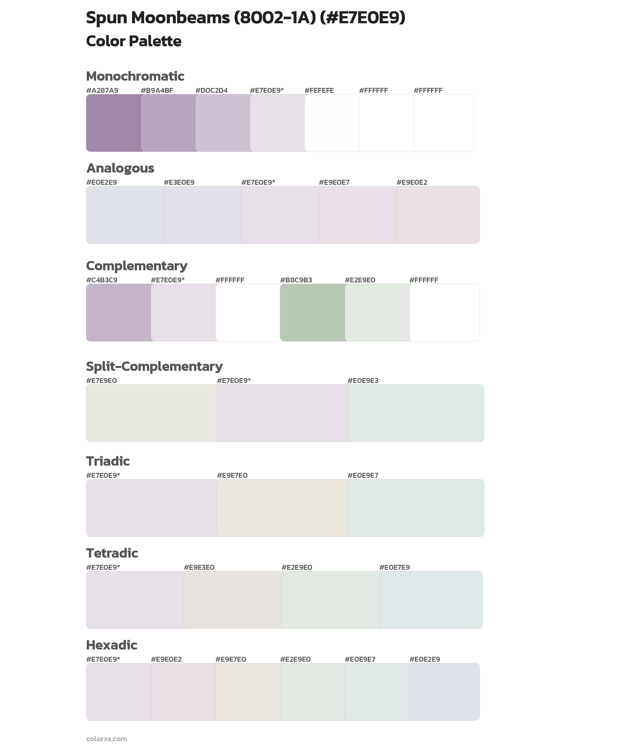 Spun Moonbeams (8002-1A) Color Scheme Palettes