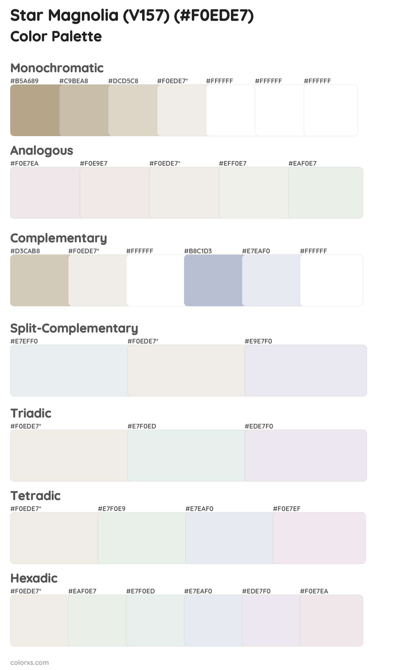 Star Magnolia (V157) Color Scheme Palettes
