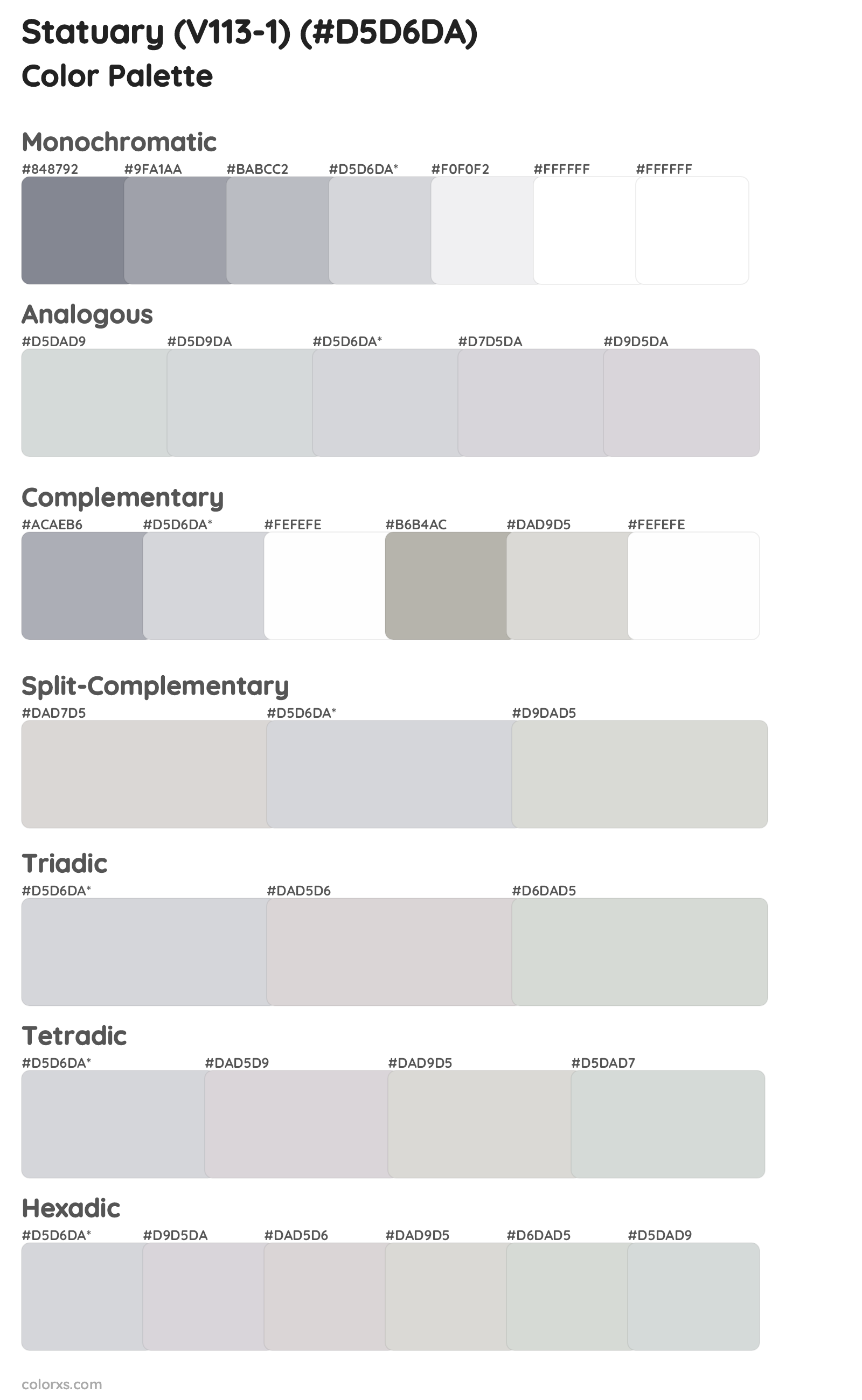 Statuary (V113-1) Color Scheme Palettes