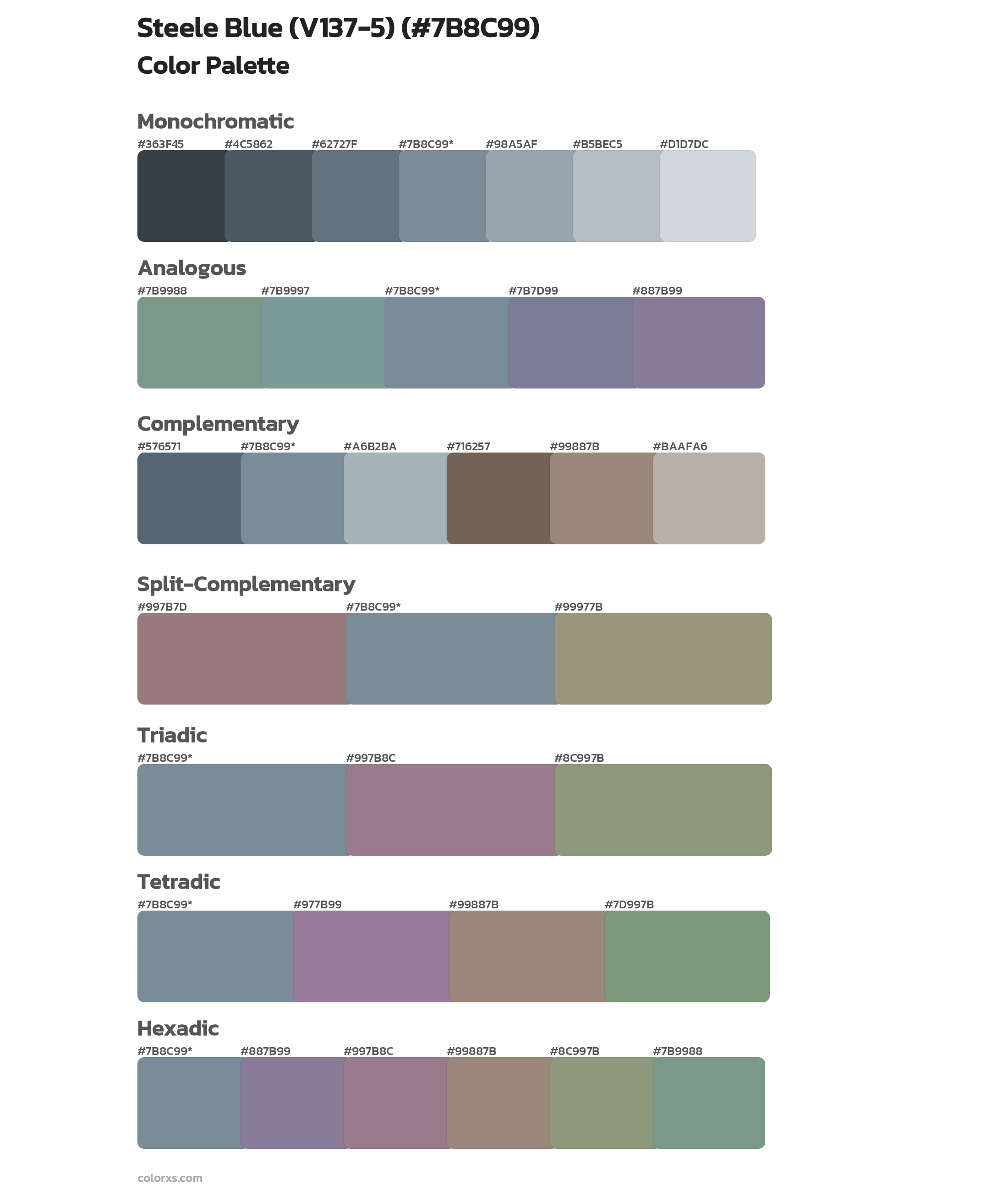 Steele Blue (V137-5) Color Scheme Palettes