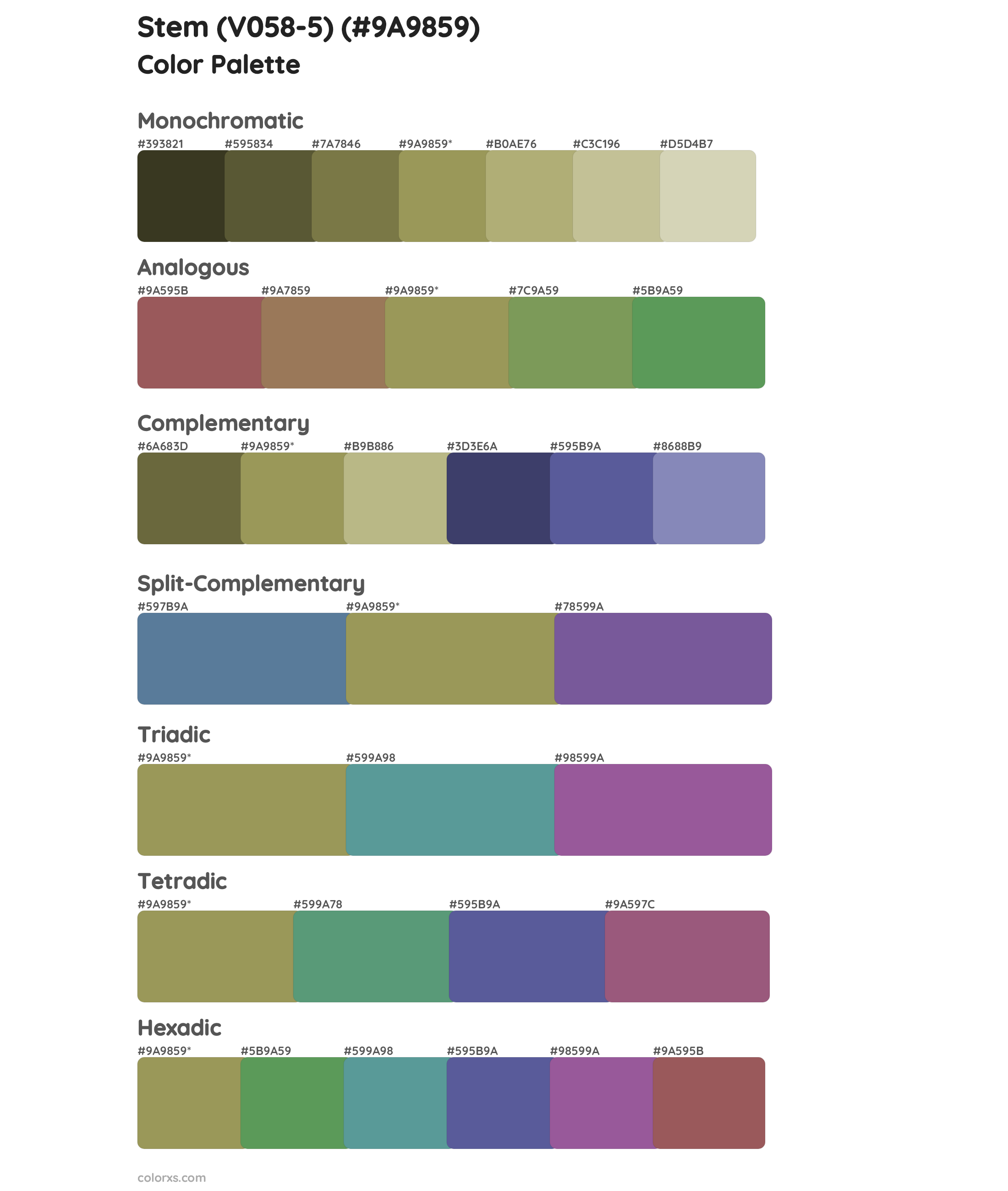 Stem (V058-5) Color Scheme Palettes