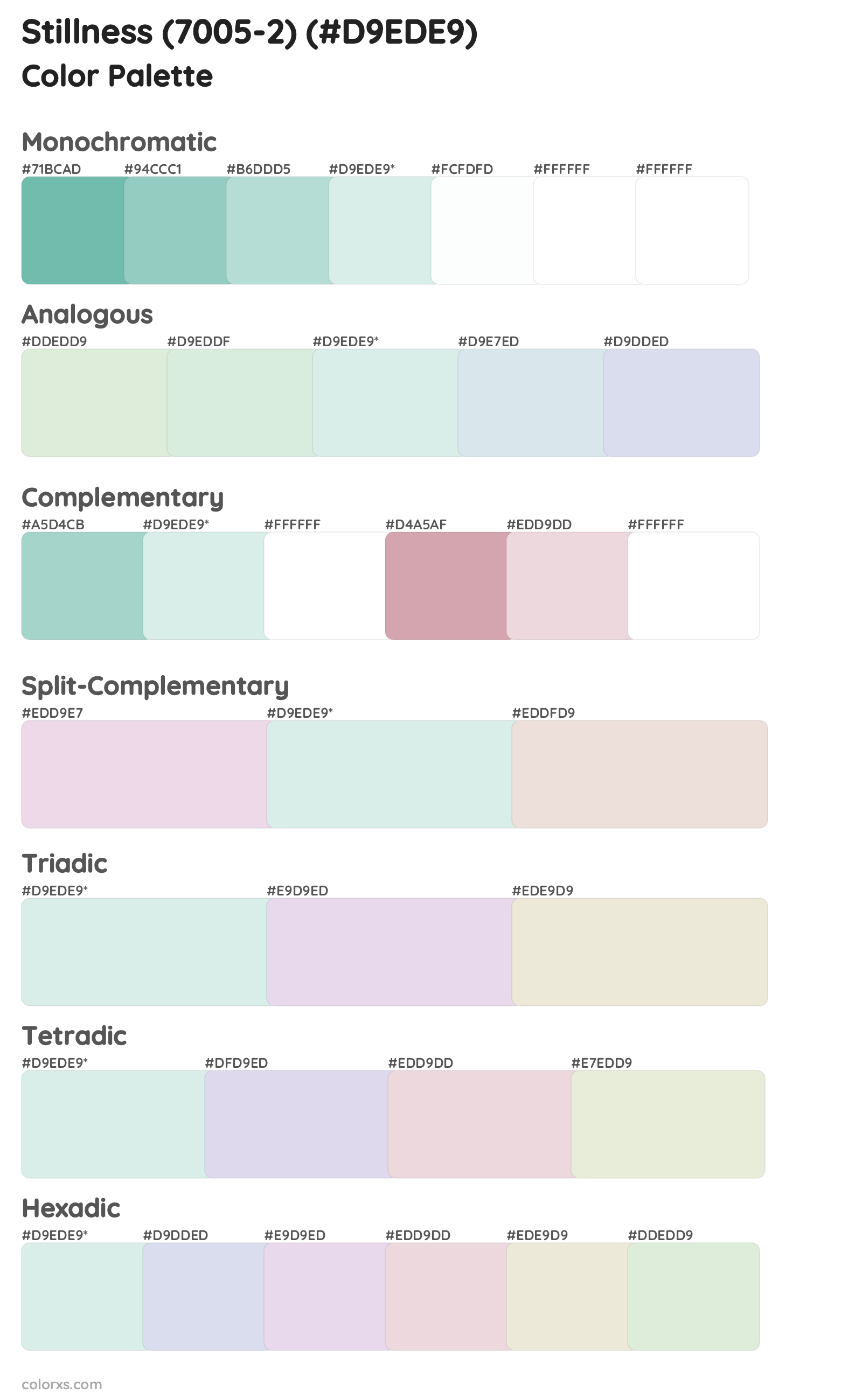 Stillness (7005-2) Color Scheme Palettes