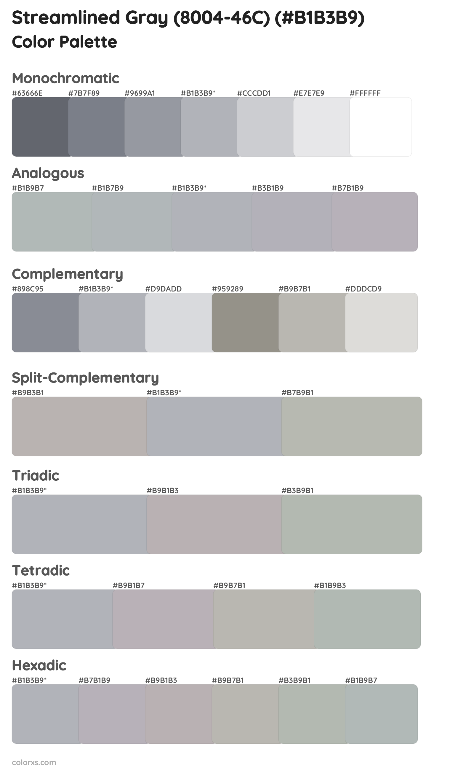Streamlined Gray (8004-46C) Color Scheme Palettes