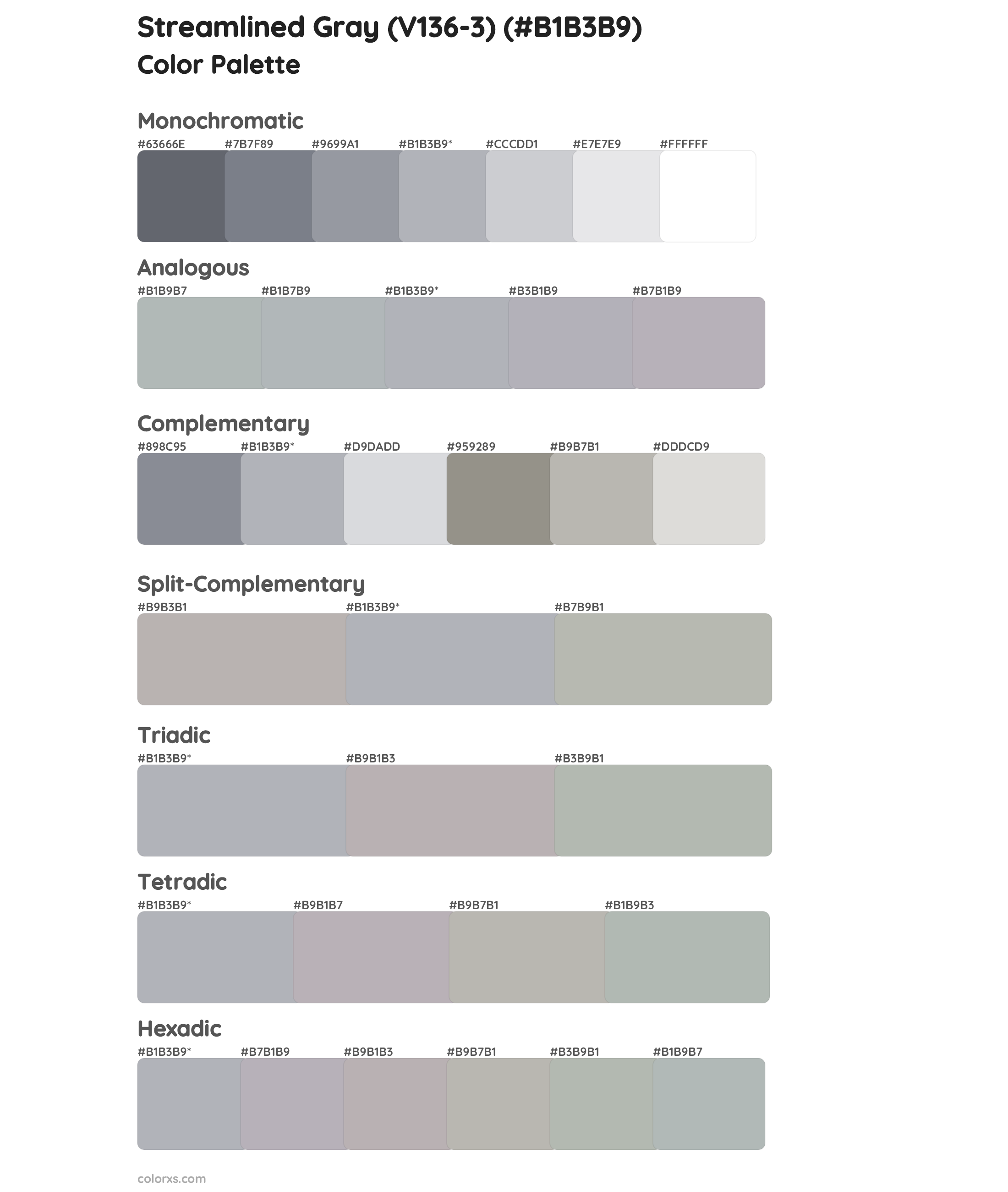 Streamlined Gray (V136-3) Color Scheme Palettes