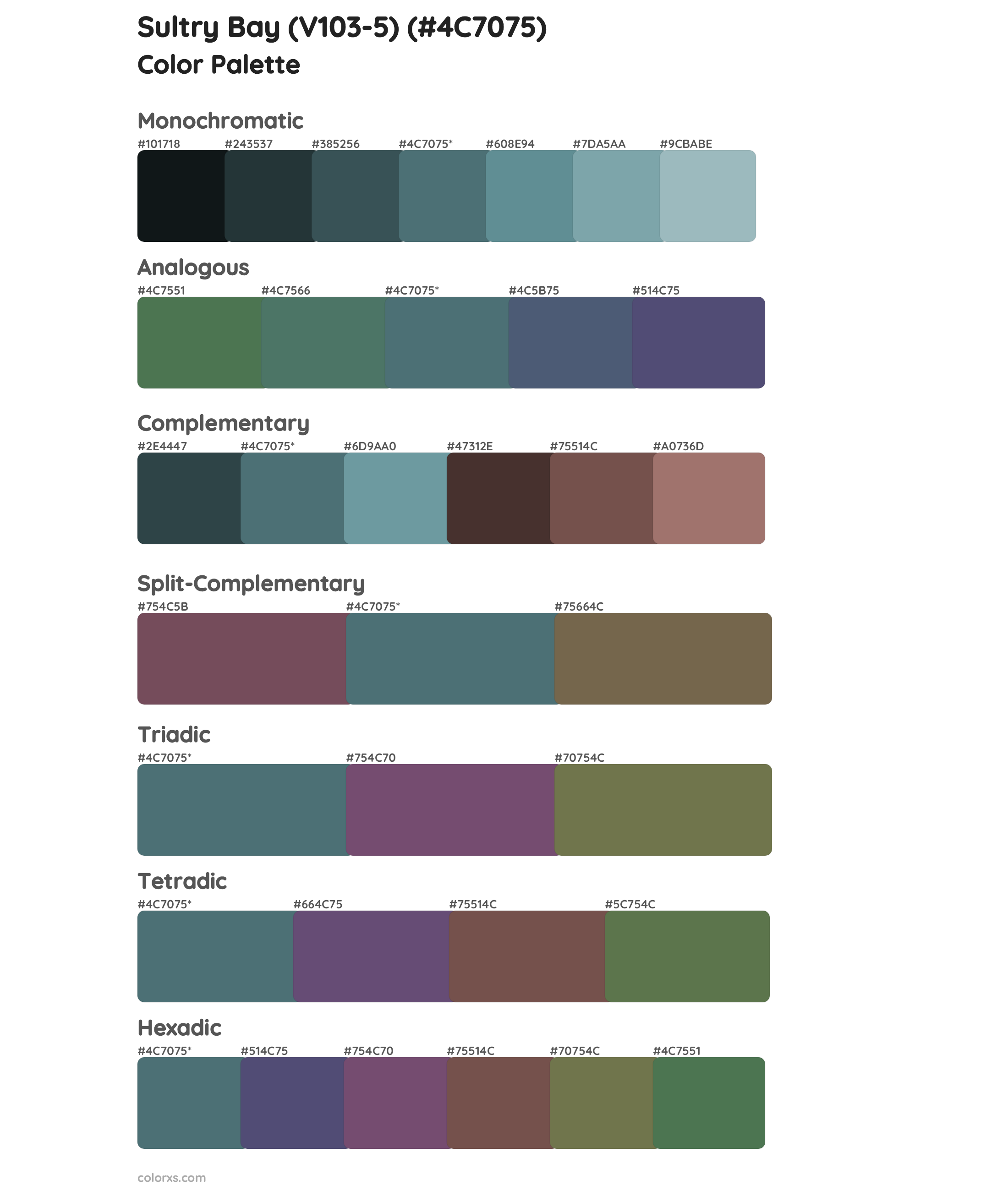 Sultry Bay (V103-5) Color Scheme Palettes