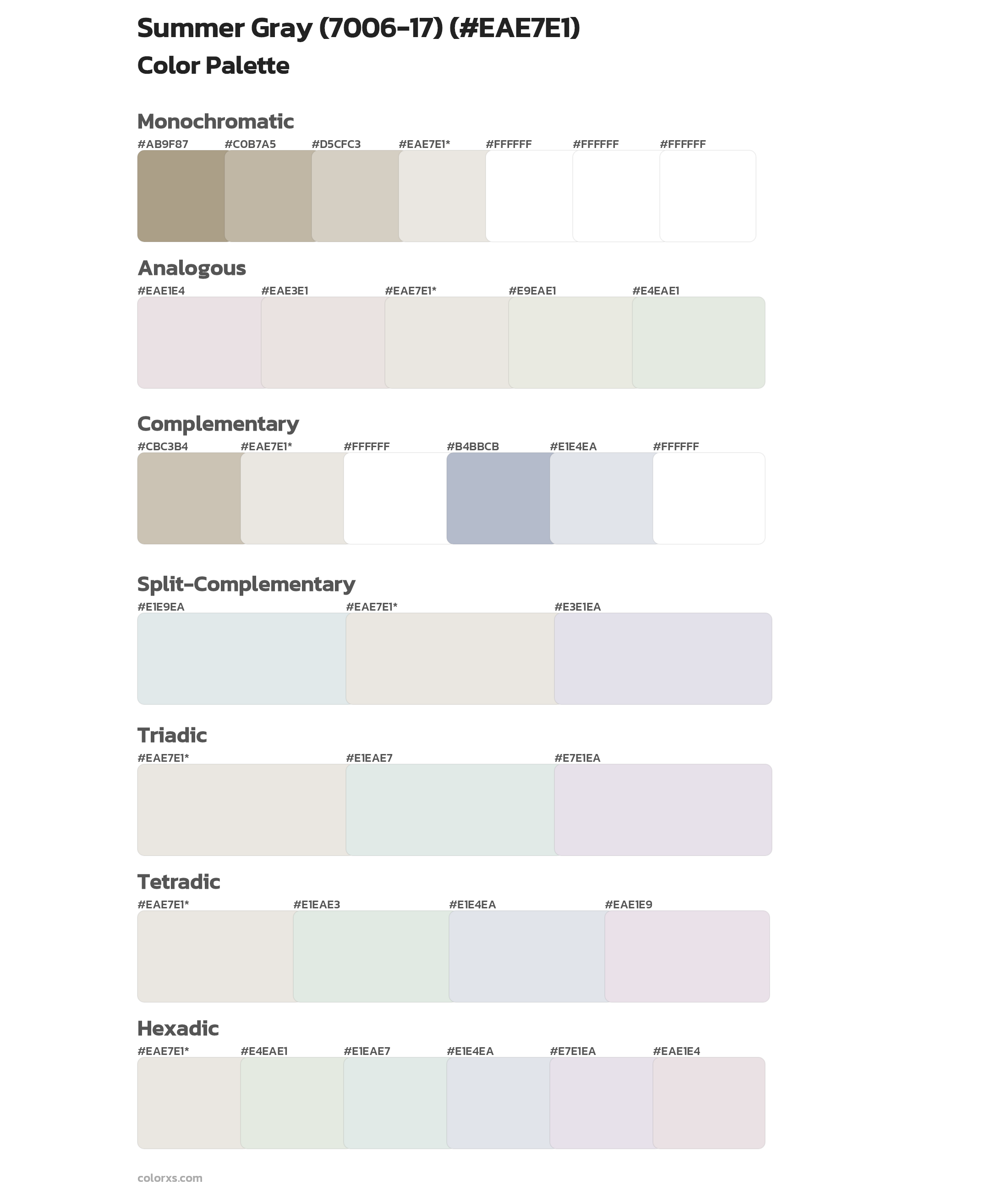 Summer Gray (7006-17) Color Scheme Palettes